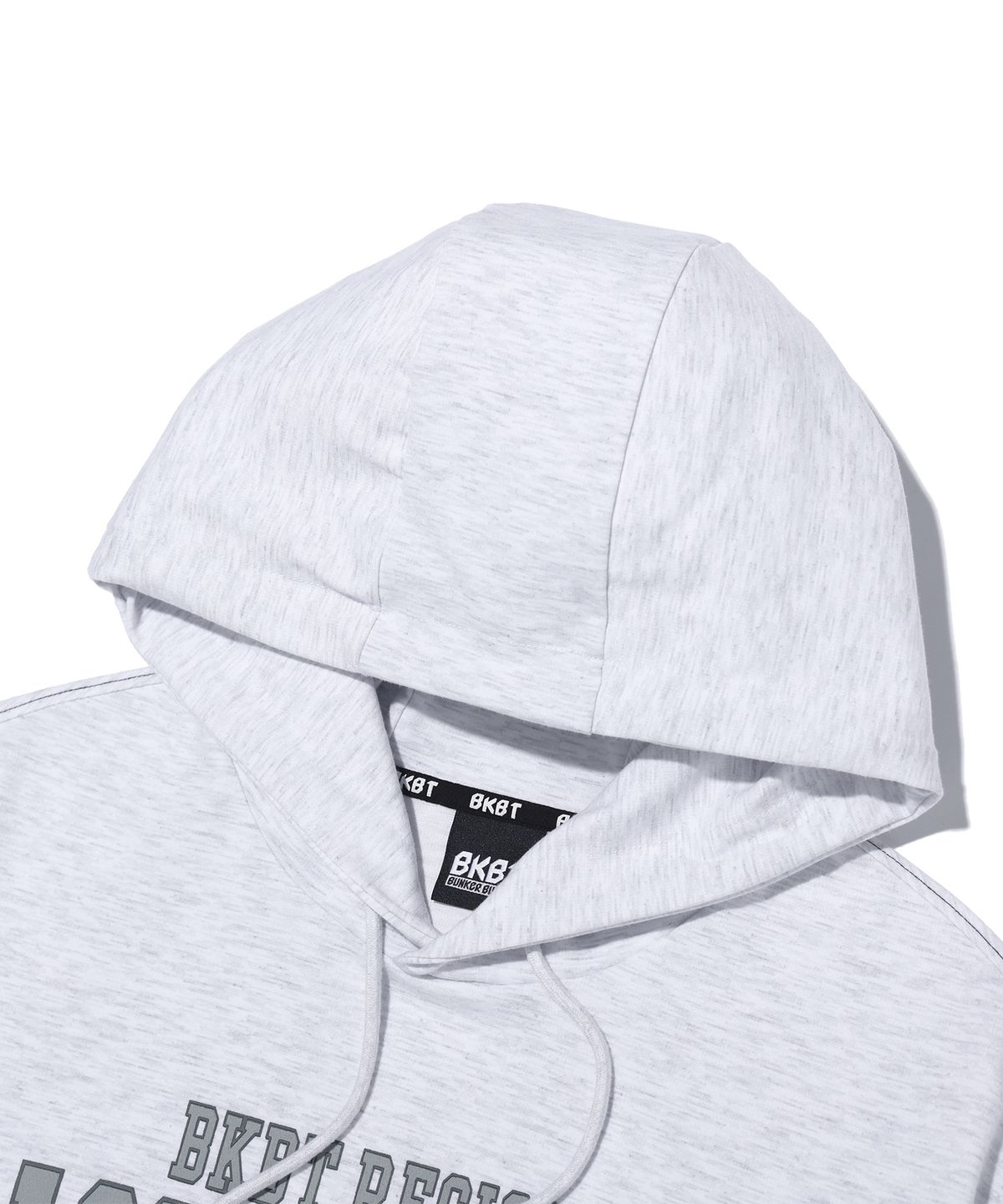 벙커버스터(BUNKERBUSTER) 배색 스티치 레터링 후드 반팔티 MQ7TU424_LIGHT GREY