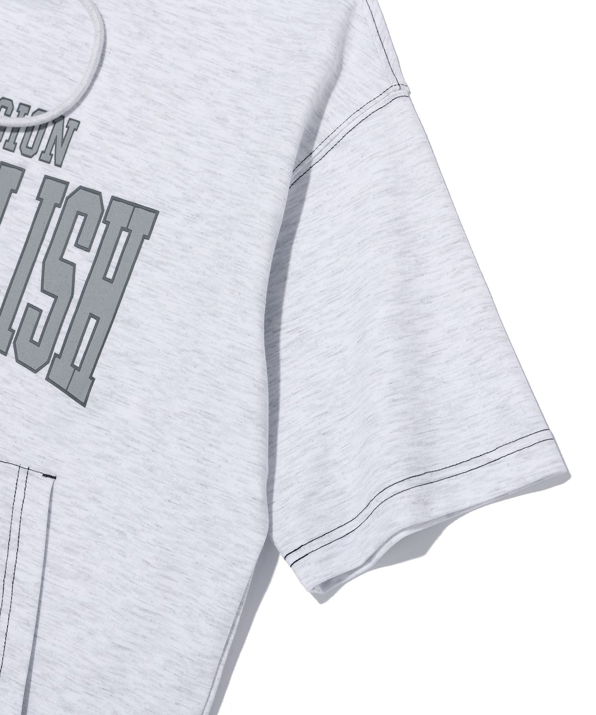 벙커버스터(BUNKERBUSTER) 배색 스티치 레터링 후드 반팔티 MQ7TU424_LIGHT GREY