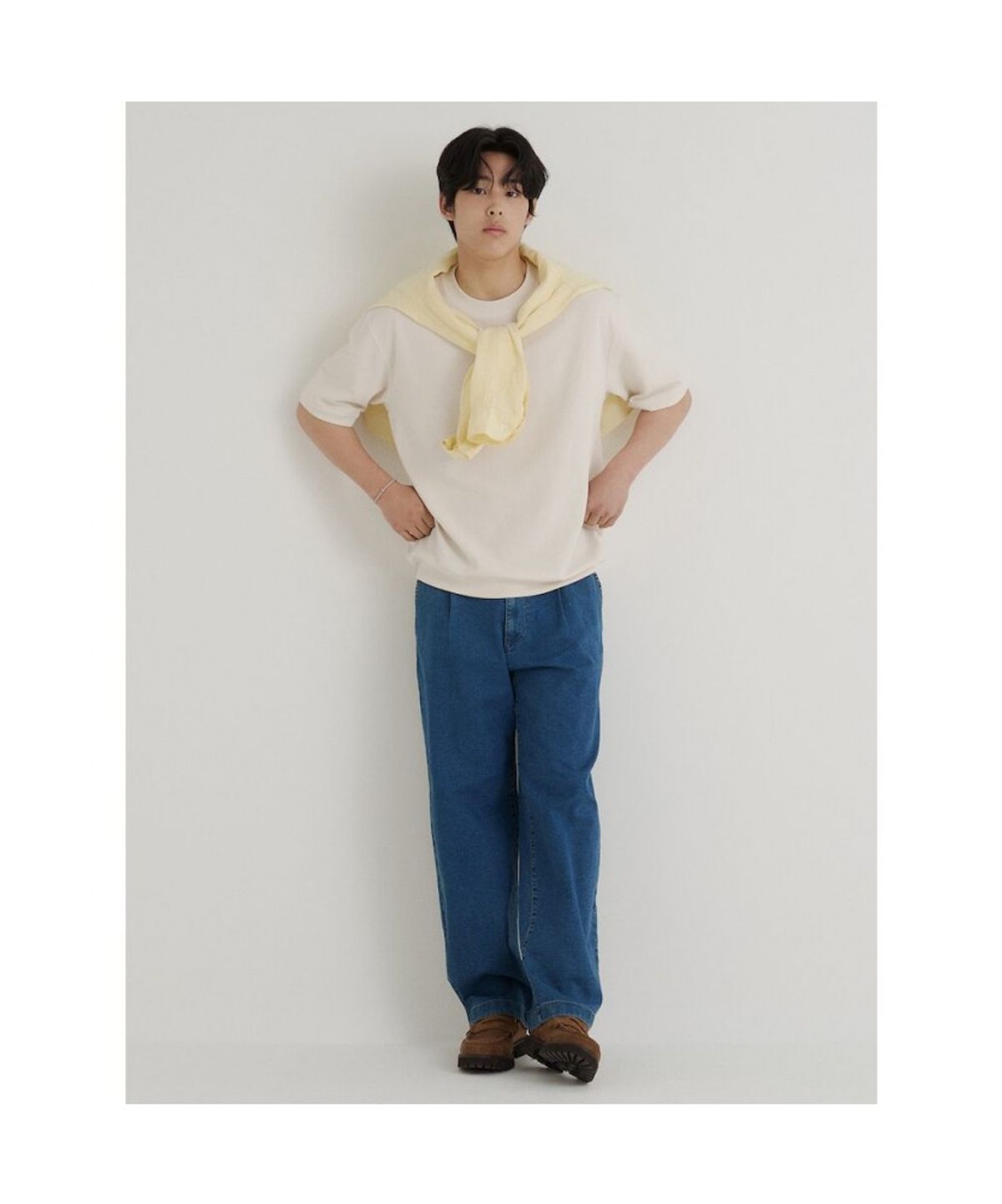 빈폴 멘(BEANPOLE MEN) 모던 라운드넥 맨투맨 티셔츠  화이트