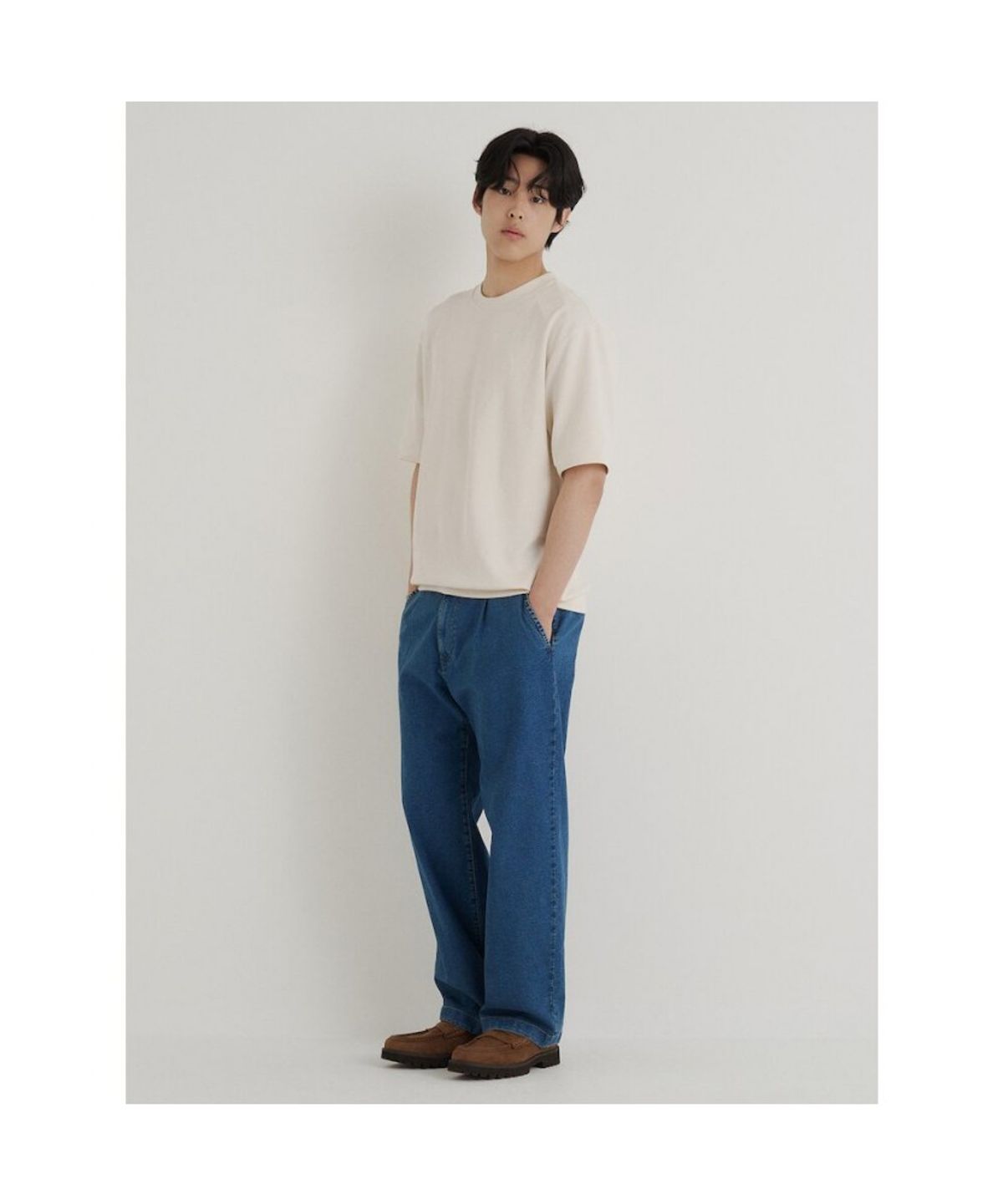 빈폴 멘(BEANPOLE MEN) 모던 라운드넥 맨투맨 티셔츠  화이트
