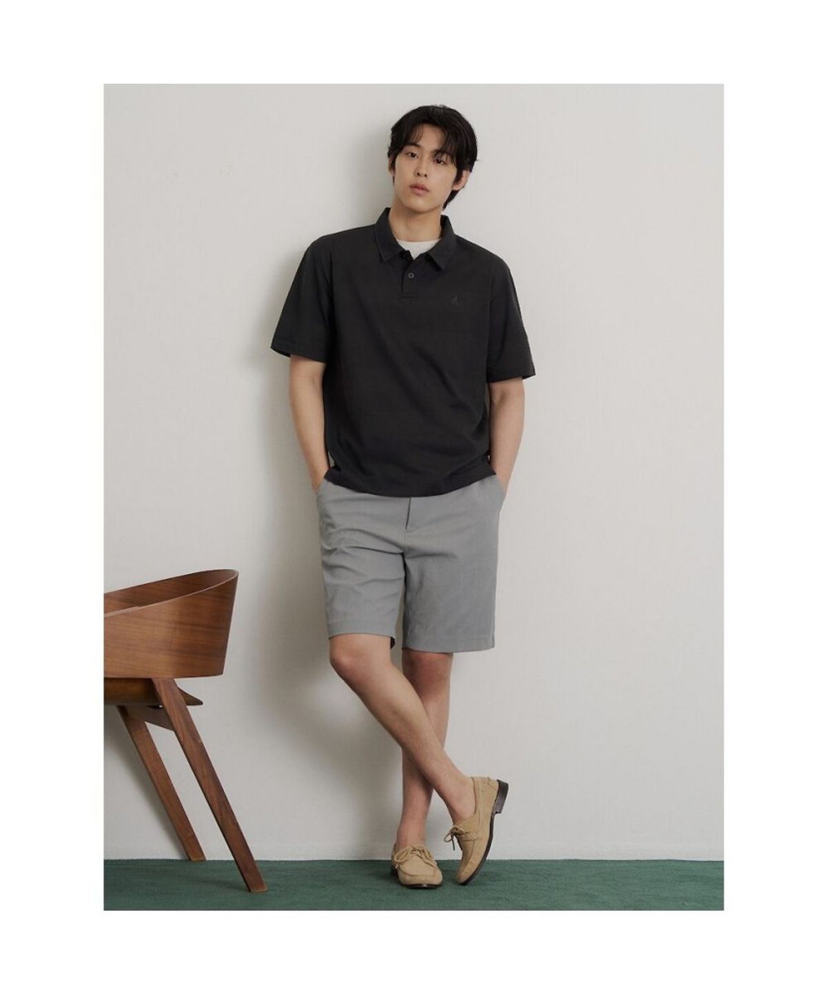 빈폴 멘(BEANPOLE MEN) 텍스처 톤온톤 스트라이프 티셔츠  애쉬