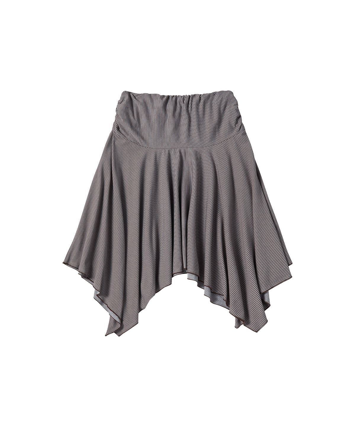 꼬모니노즈(COMONINOZ) W STRIPE LAYERED SKIRT [BROWN]