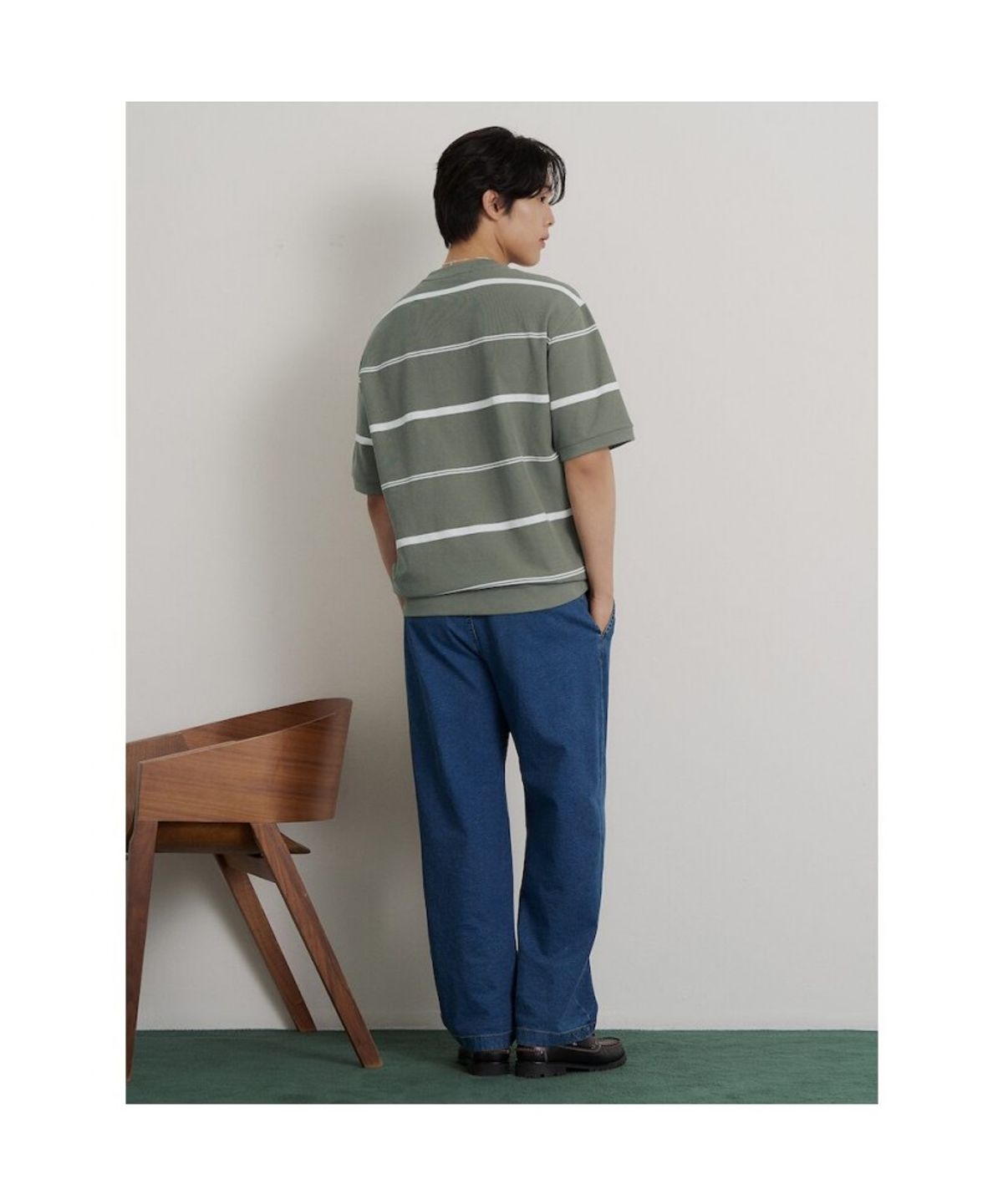 빈폴 멘(BEANPOLE MEN) 모던 선염 라운드넥 맨투맨 티셔츠  카키