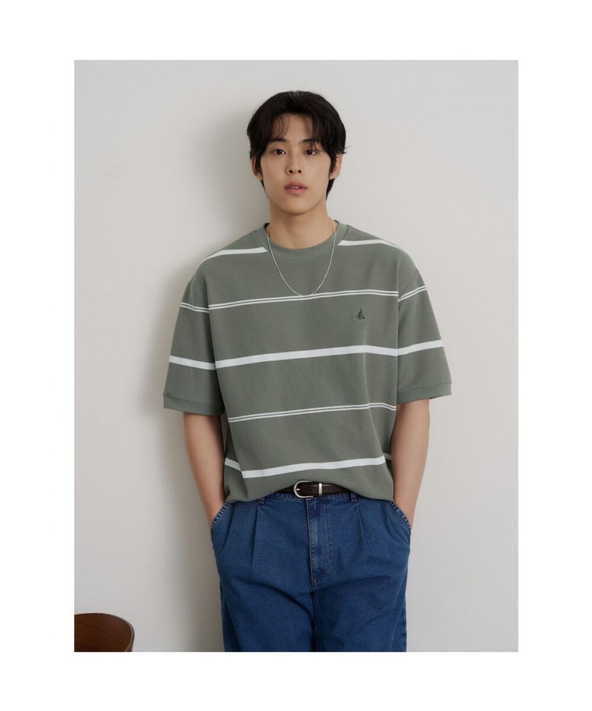 빈폴 멘(BEANPOLE MEN) 모던 선염 라운드넥 맨투맨 티셔츠  카키