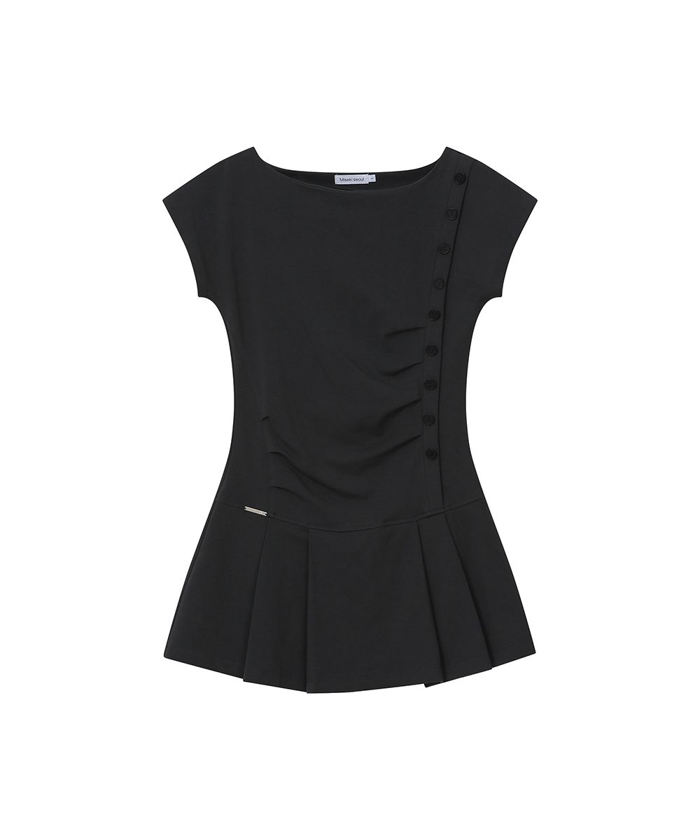ワンピース miseki seoul Pleats button minionepiece1 미세키서울(MISEKI SEOUL) Pleats button mini onepiece BLACK