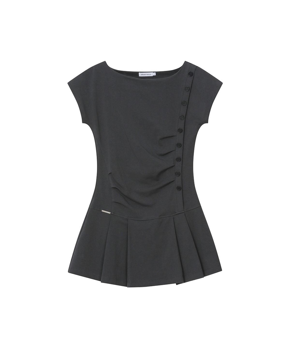 미세키서울(MISEKI SEOUL) Pleats button mini onepiece CHARCOAL