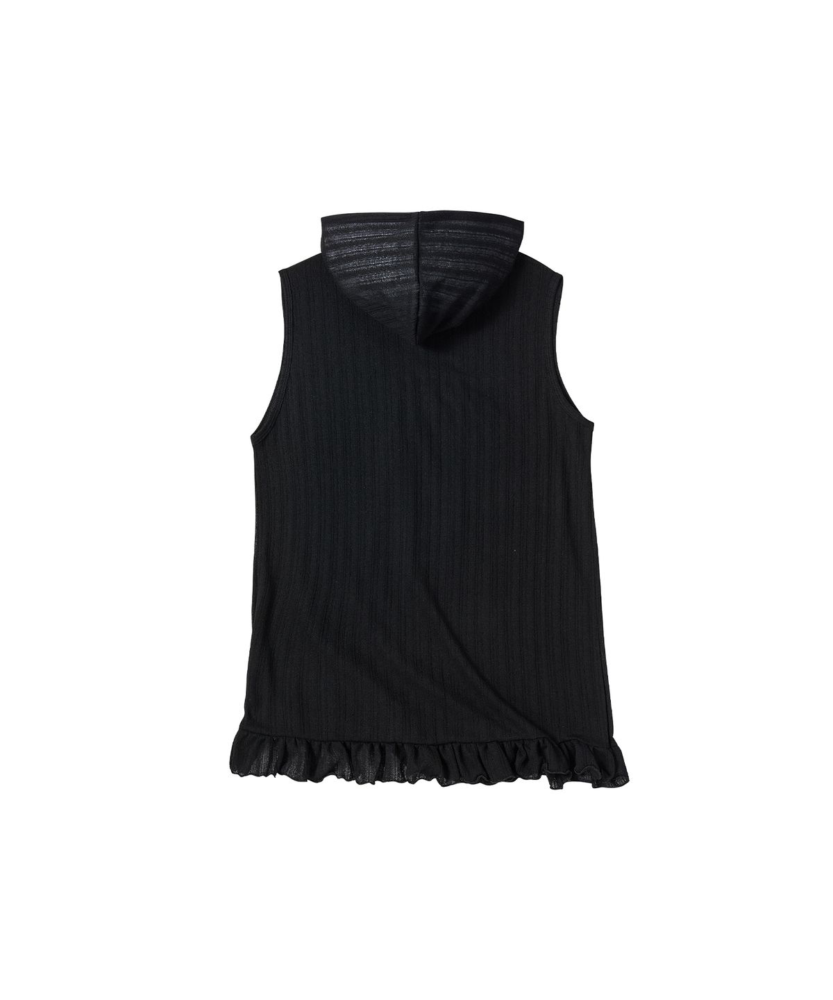 꼬모니노즈(COMONINOZ) W FRILL SLEEVELESS HOODIE [BLACK]