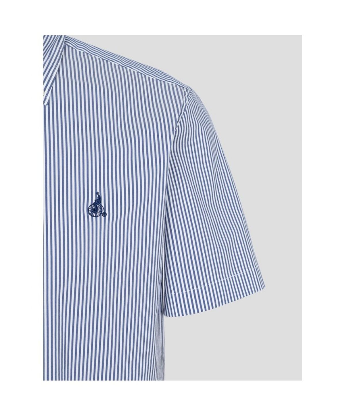 빈폴 멘(BEANPOLE MEN) 플레인 스트라이프 반소매 셔츠  블루