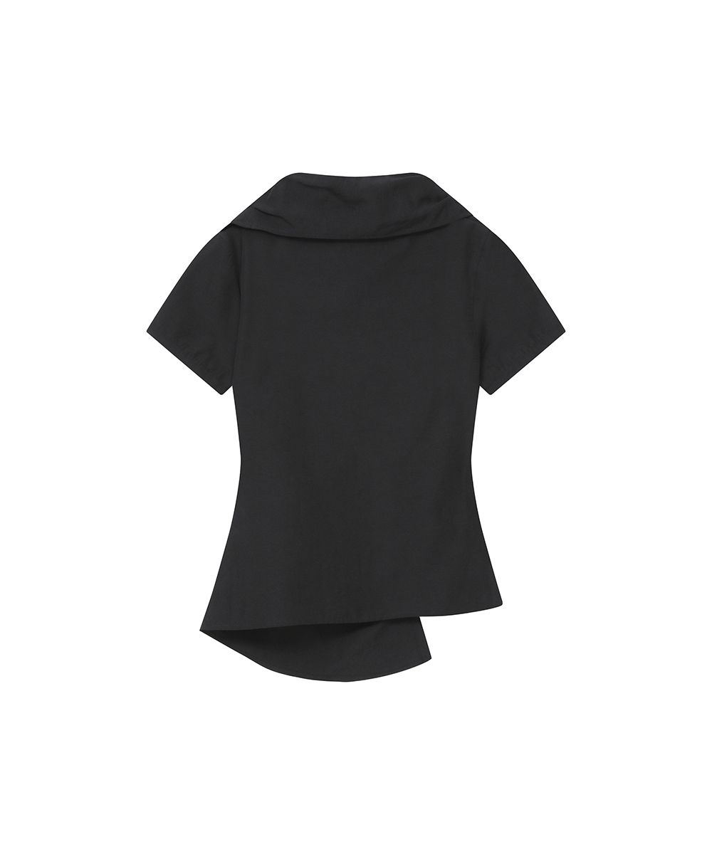 トップス Miseki SEOUL High neck shirring shirt MUSINSA公式 | MISEKI SEOUL High neck shirring button shirt BLACK