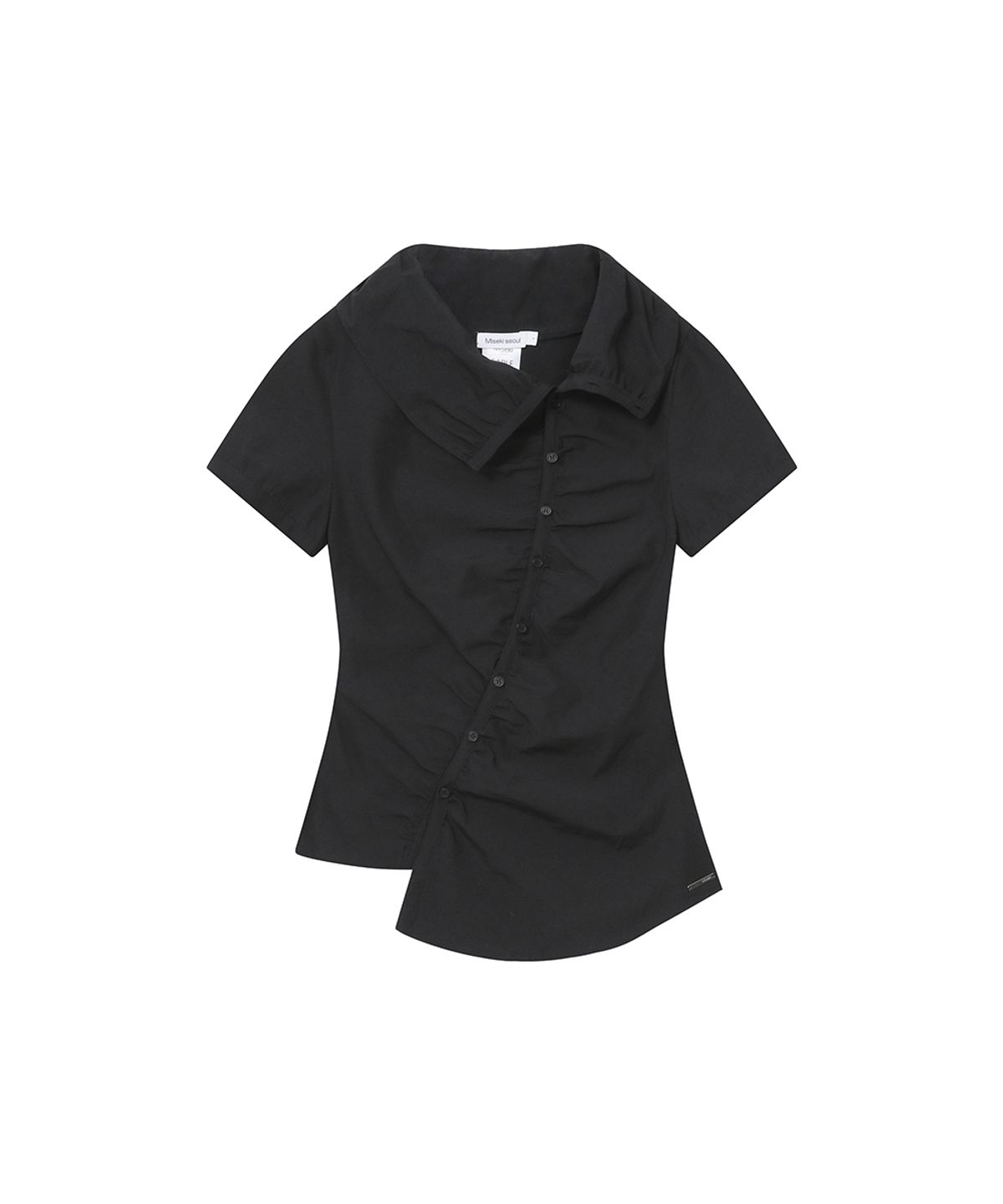 미세키서울(MISEKI SEOUL) High neck shirring button shirt BLACK