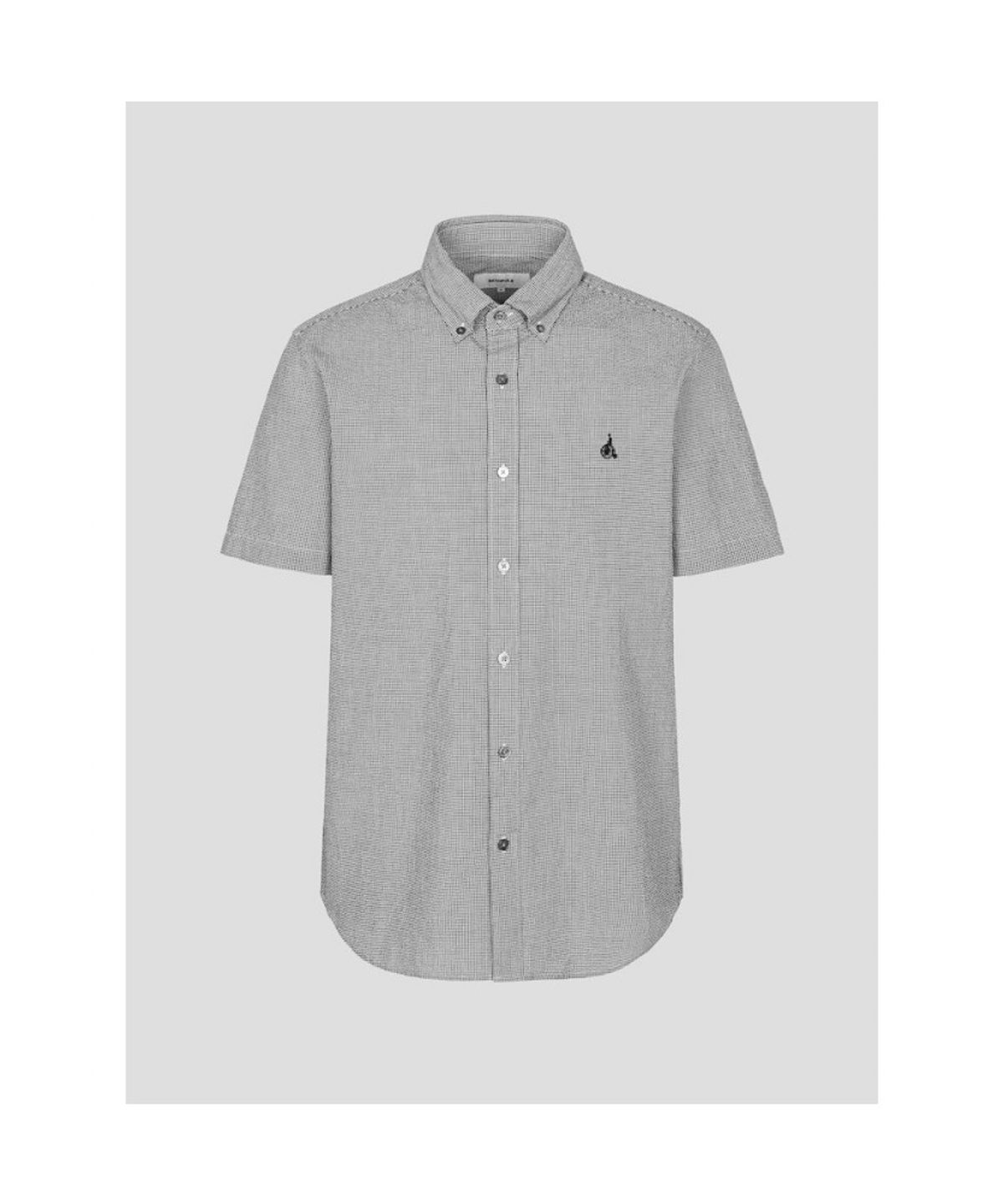 빈폴 멘(BEANPOLE MEN) 시어서커 마이크로 깅엄 반소매 셔츠  블랙