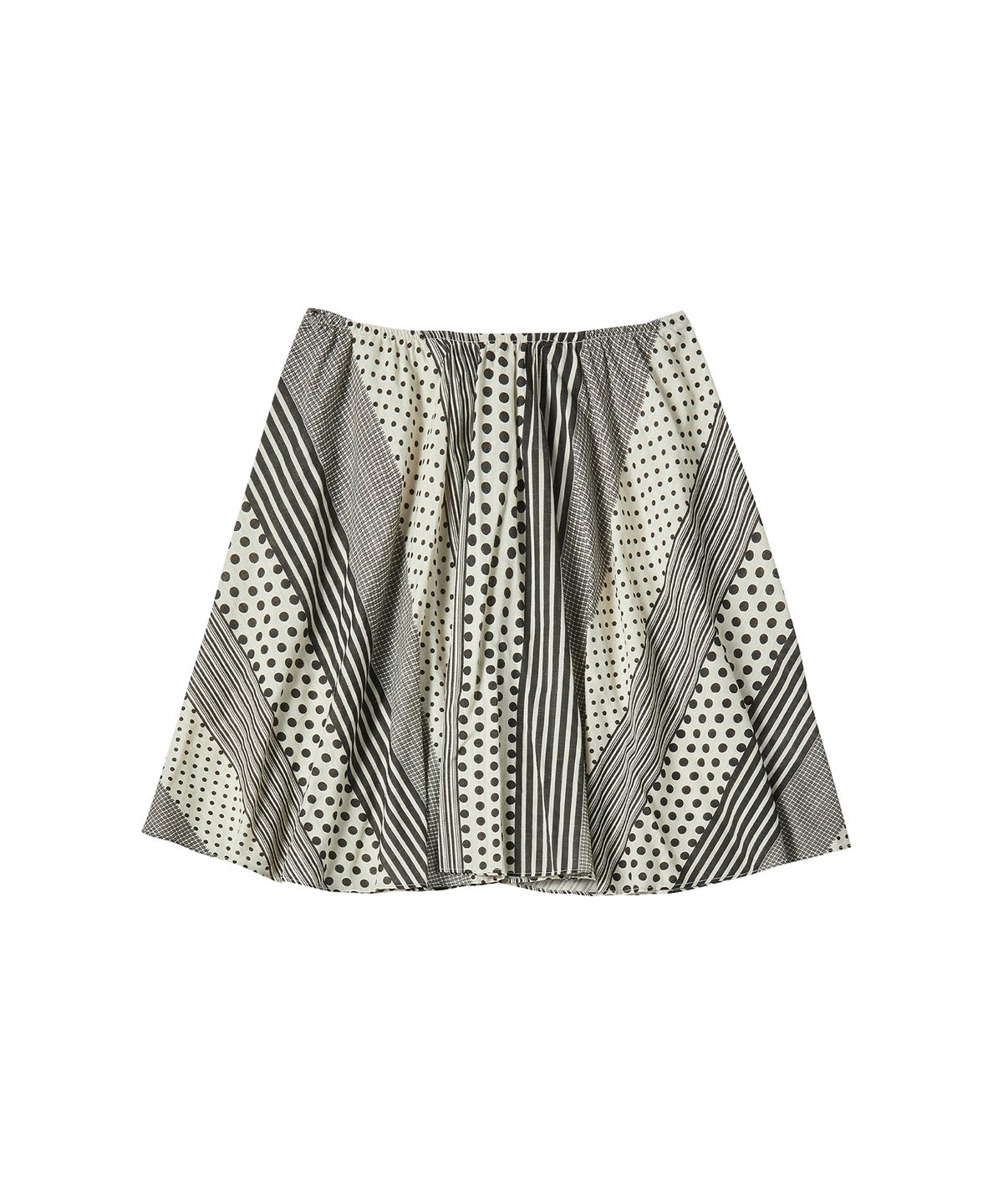 꼬모니노즈(COMONINOZ) W DOT MIX SKIRT [IVORY]