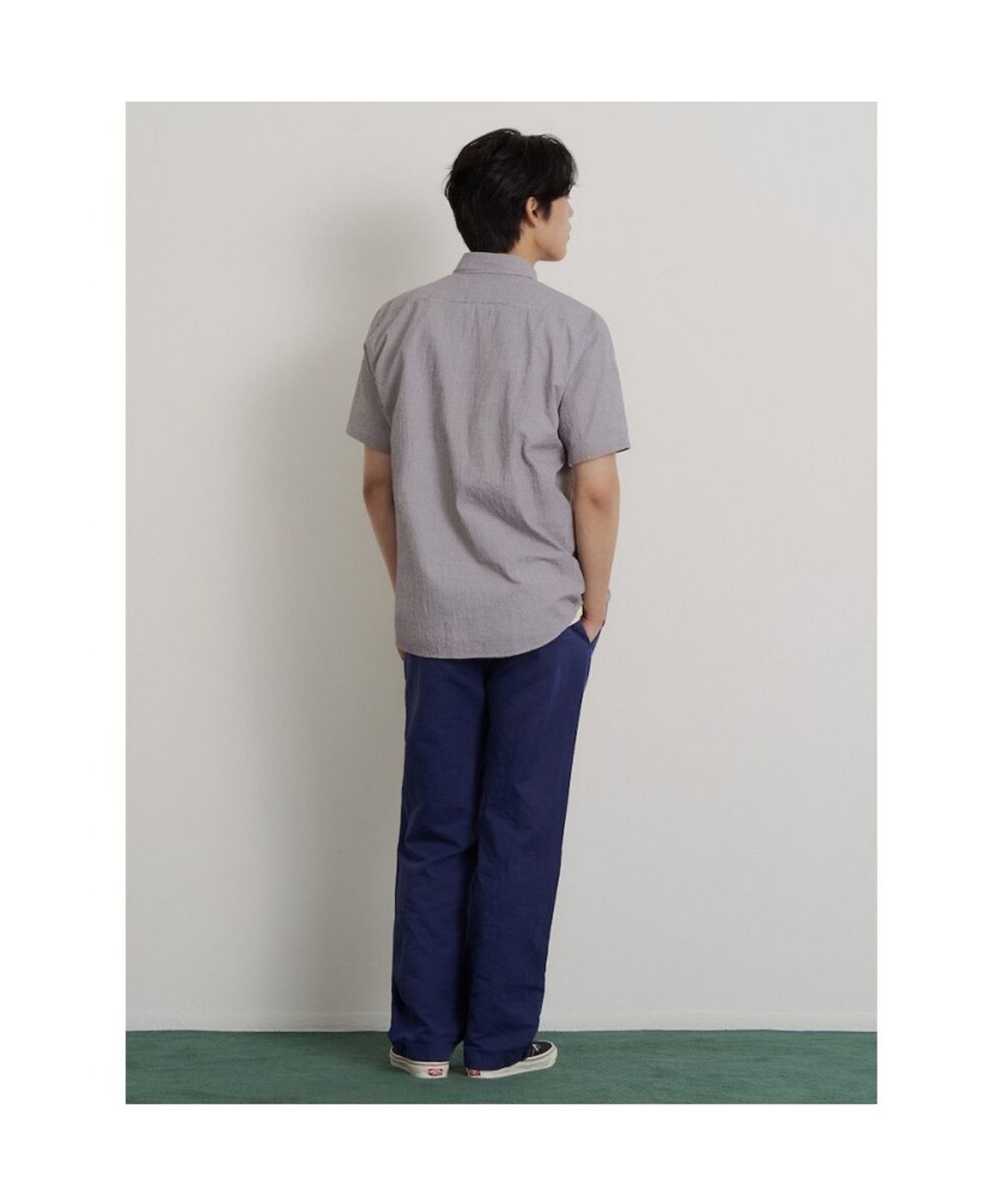 빈폴 멘(BEANPOLE MEN) 시어서커 마이크로 깅엄 반소매 셔츠  브라운