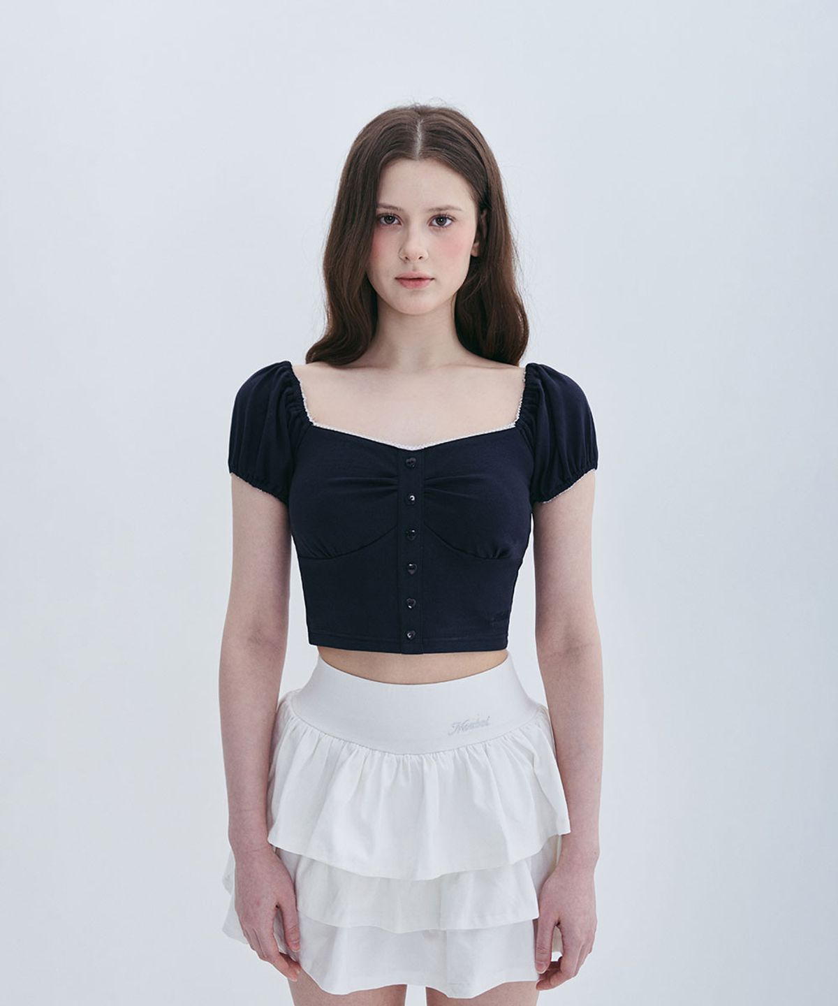 모아벨(MOABEL) COQUETTE PUFF TOP - NAVY