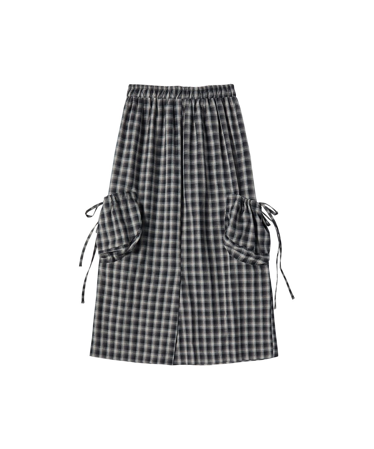 꼬모니노즈(COMONINOZ) W CHECK CARGO SKIRT [BLACK]