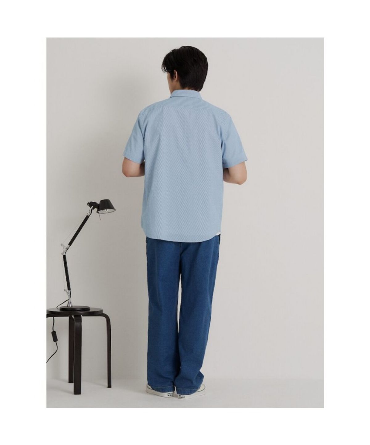 빈폴 멘(BEANPOLE MEN) 시어서커 마이크로 깅엄 반소매 셔츠  스카이 블루