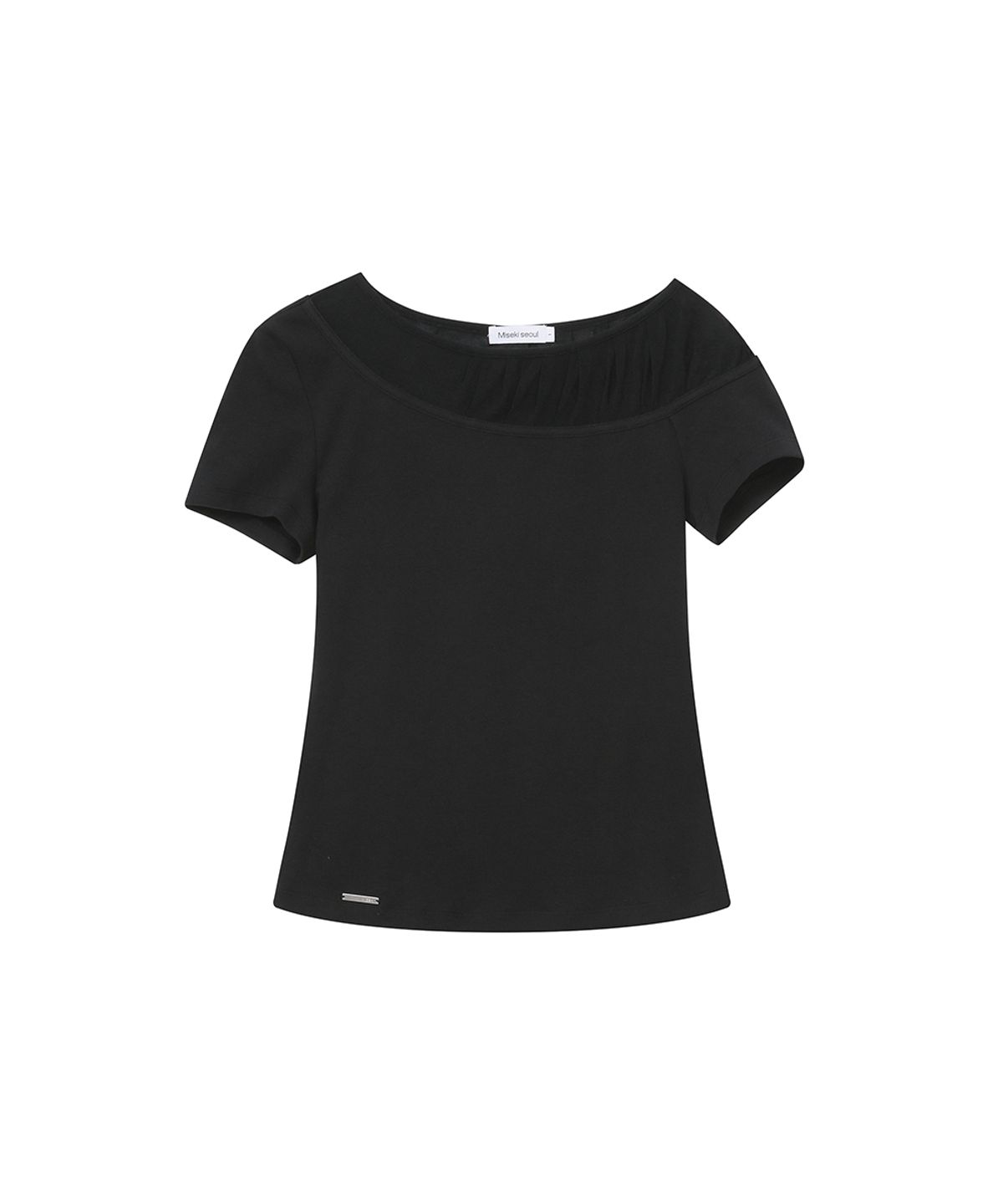 미세키서울(MISEKI SEOUL) Sheer shirring layered top BLACK