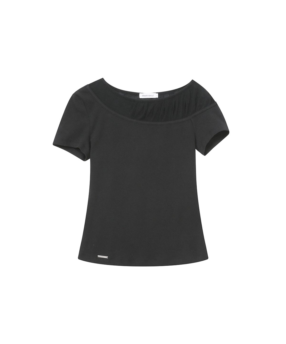 미세키서울(MISEKI SEOUL) Sheer shirring layered top CHARCOAL