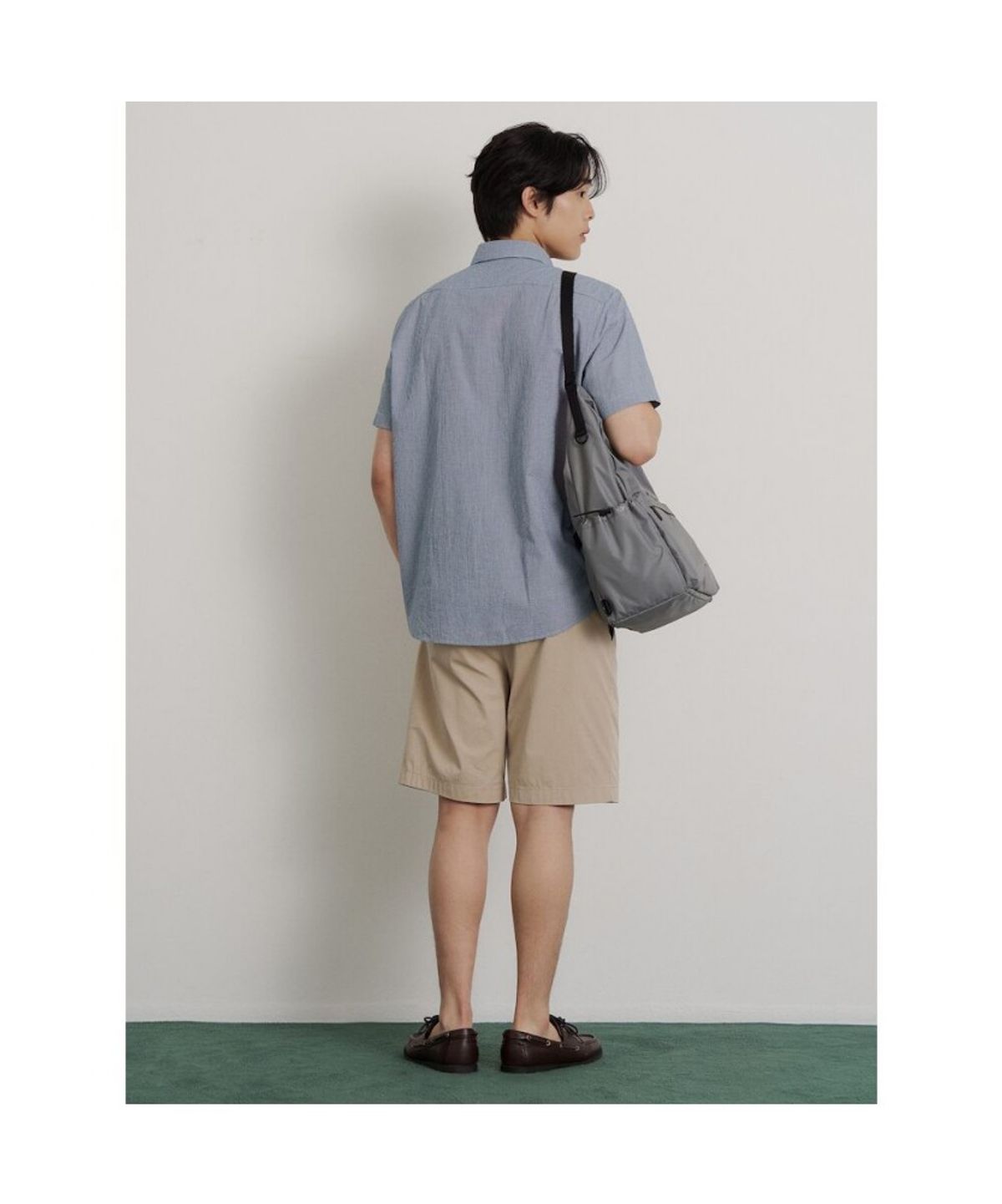 빈폴 멘(BEANPOLE MEN) 시어서커 마이크로 깅엄 반소매 셔츠  네이비