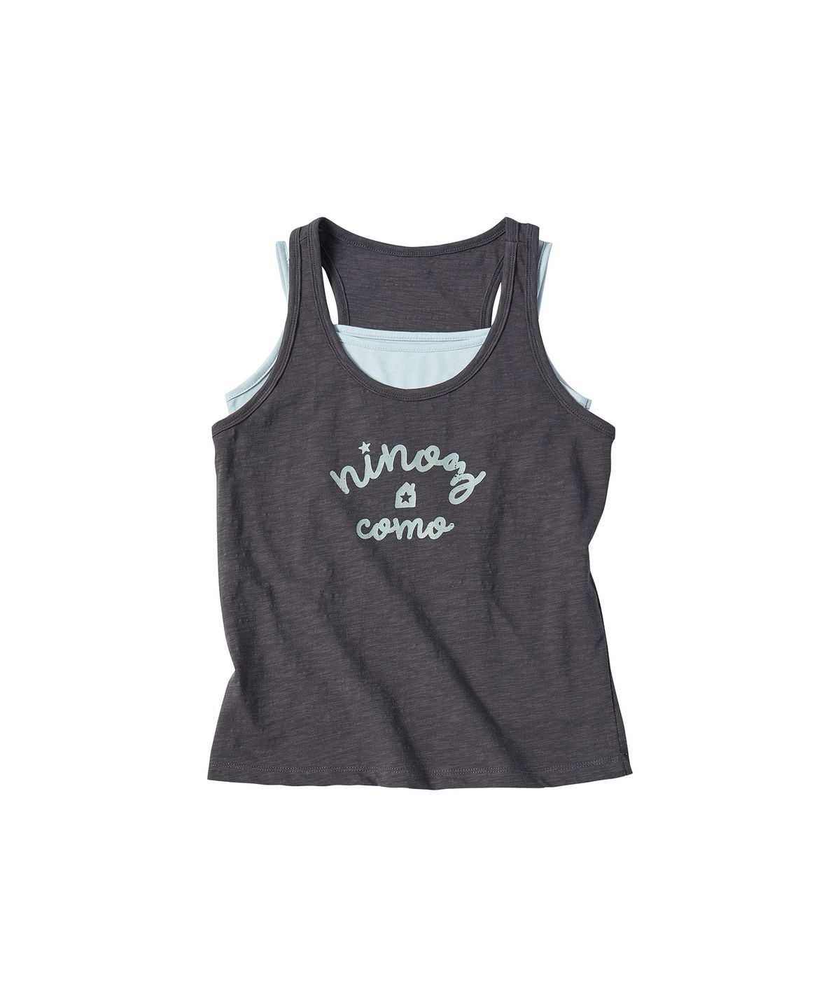 꼬모니노즈(COMONINOZ) W CRACK SLEEVELESS SET [DEEP GRAY]