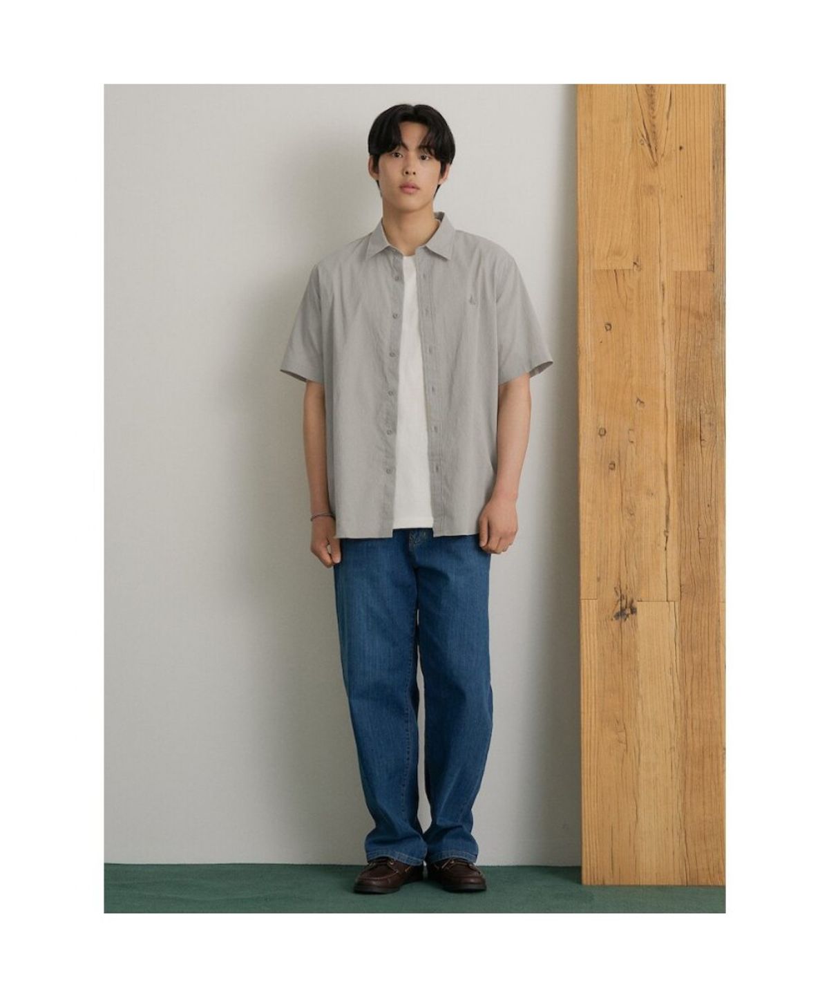 빈폴 멘(BEANPOLE MEN) 솔리드 반소매 셔츠  라이트 그레이