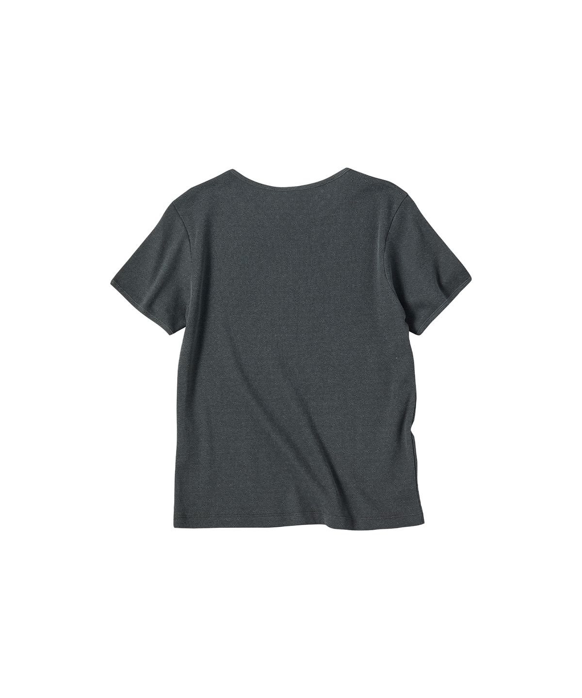 꼬모니노즈(COMONINOZ) W PIGMENT EYELET T-SHIRT [DEEP GRAY]
