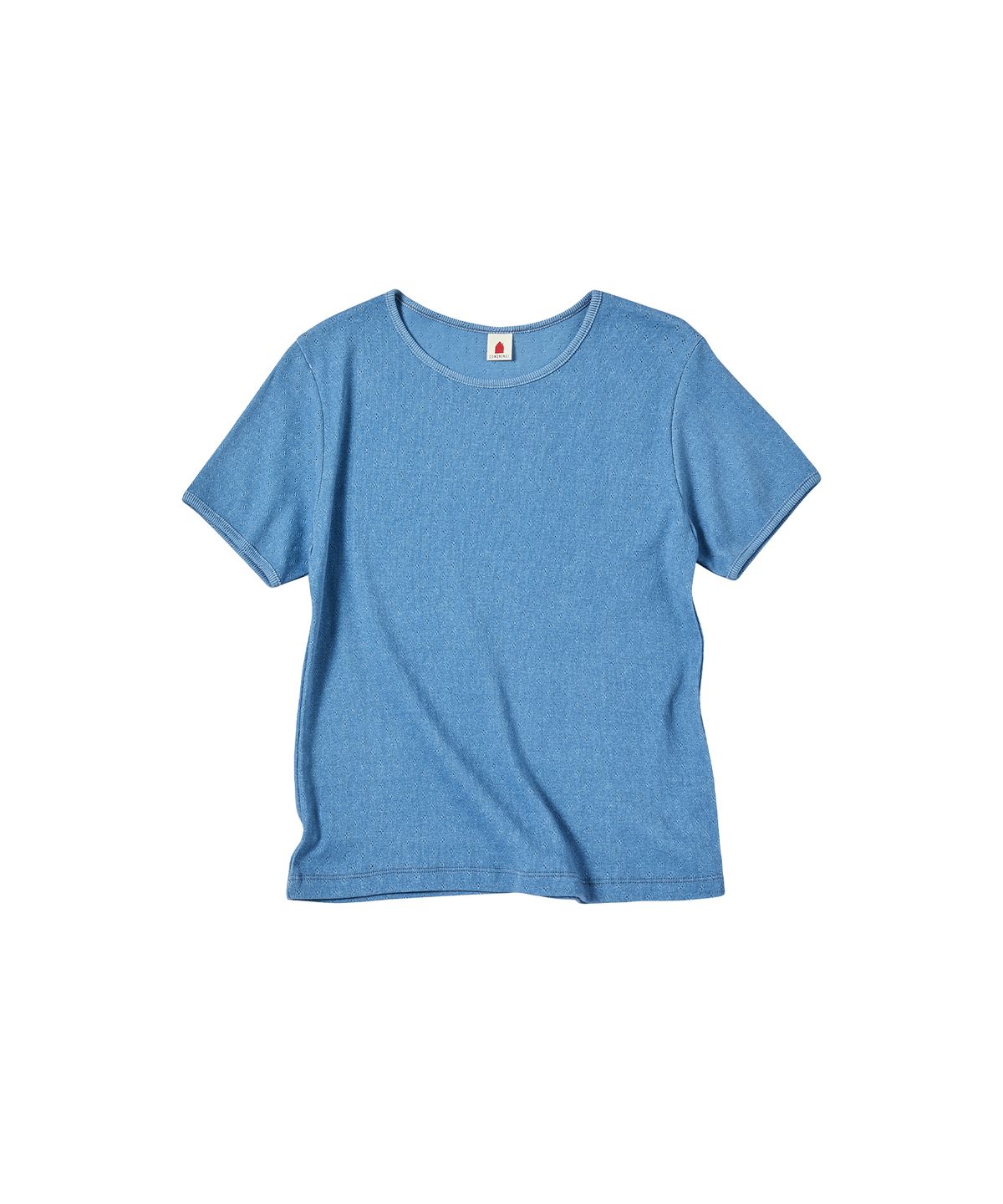 꼬모니노즈(COMONINOZ) W PIGMENT EYELET T-SHIRT [BLUE]