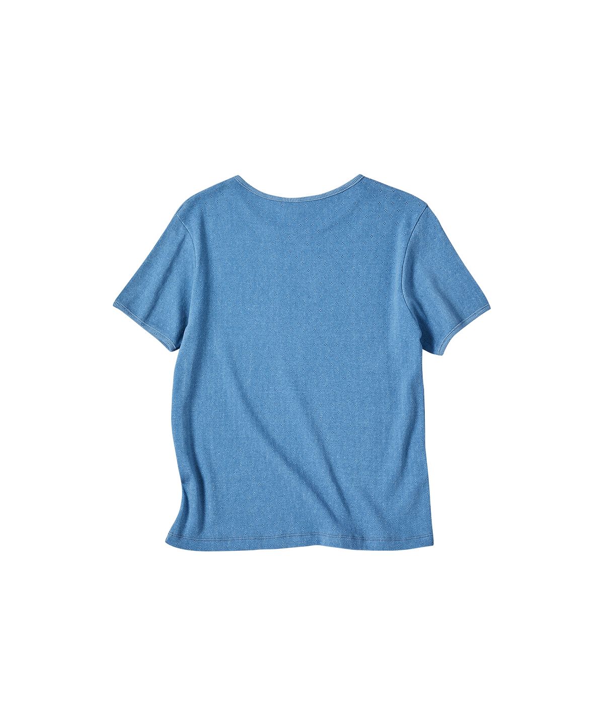 꼬모니노즈(COMONINOZ) W PIGMENT EYELET T-SHIRT [BLUE]
