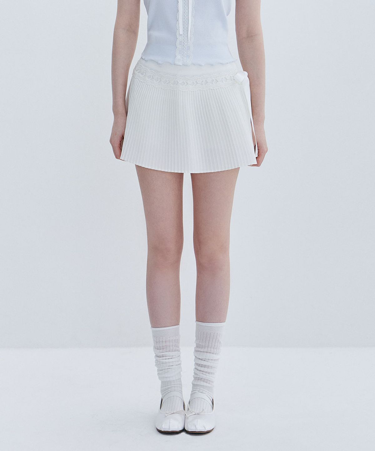 모아벨(MOABEL) CLASSIC PLEATS SKIRT - IVORY