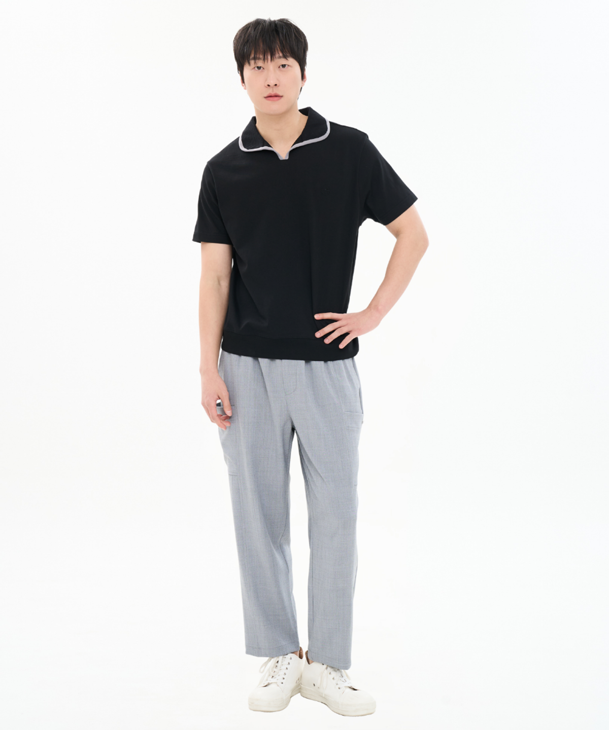 커스텀어스(CUSTOMUS) 남성 여름 루즈핏 밴딩 팬츠 폴리스판 링클프리 바지 CXS26MWPT313 GRY