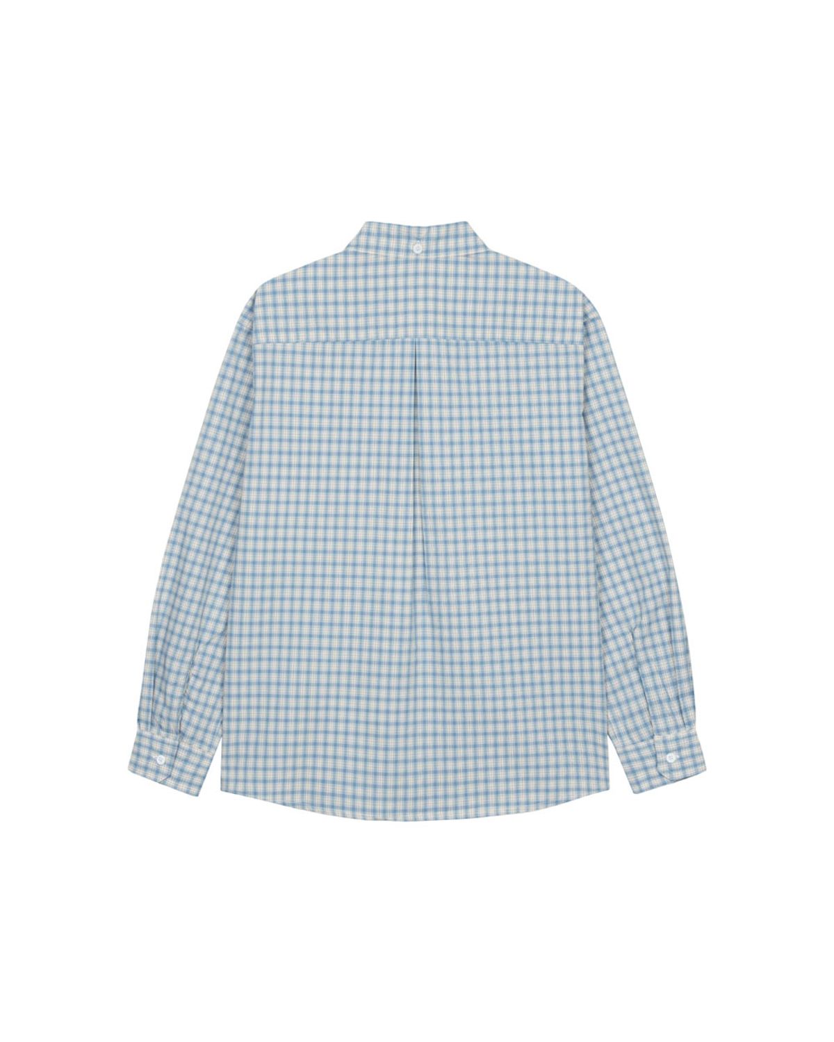 구보(GUVO) Gingham Check Shirt, sky-blue