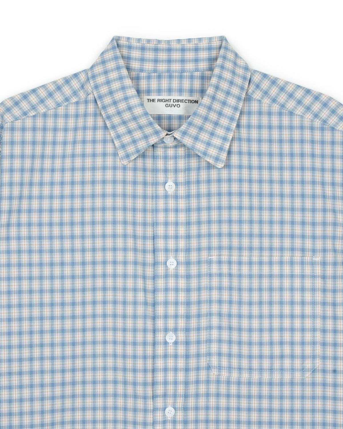 구보(GUVO) Gingham Check Shirt, sky-blue