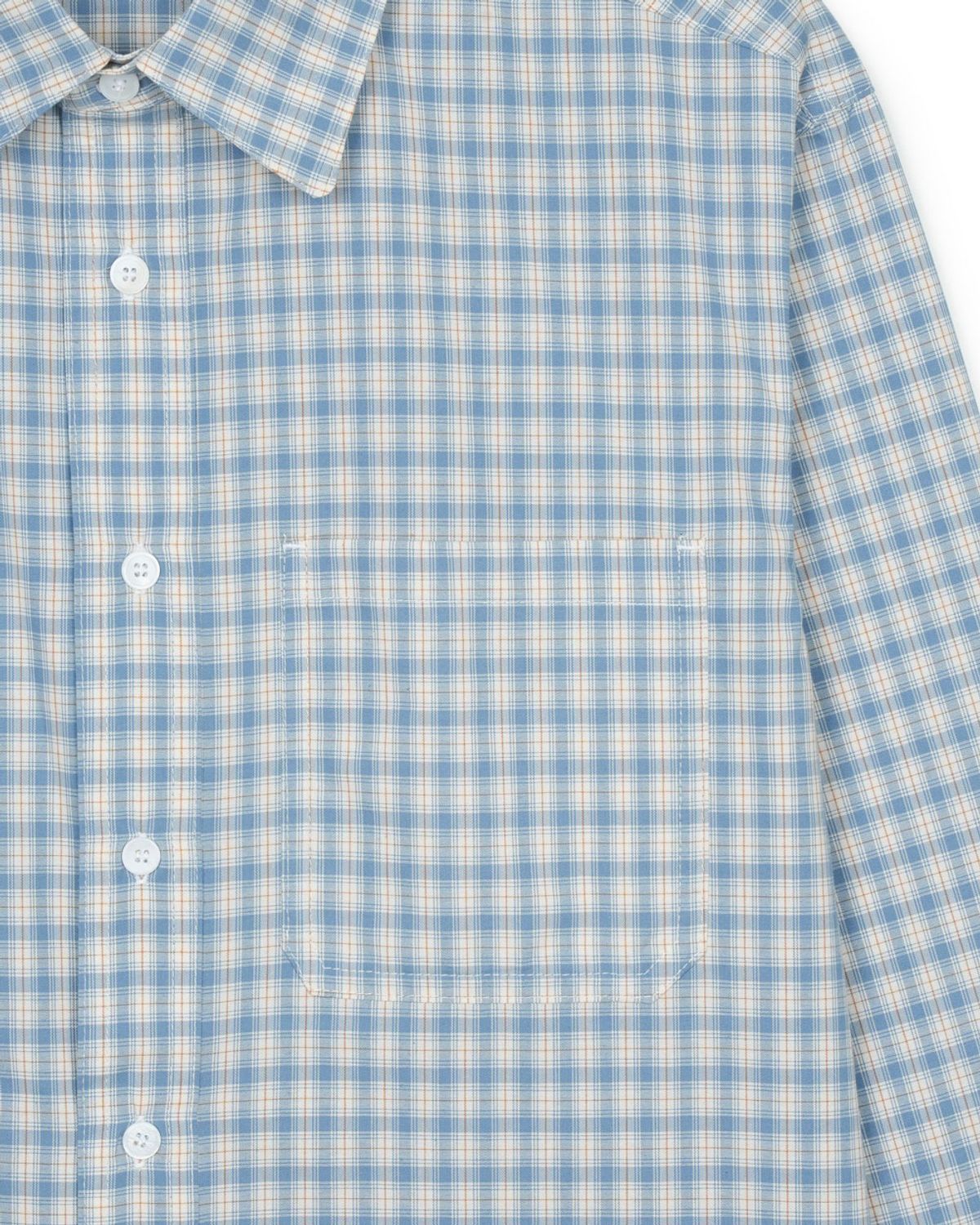 구보(GUVO) Gingham Check Shirt, sky-blue