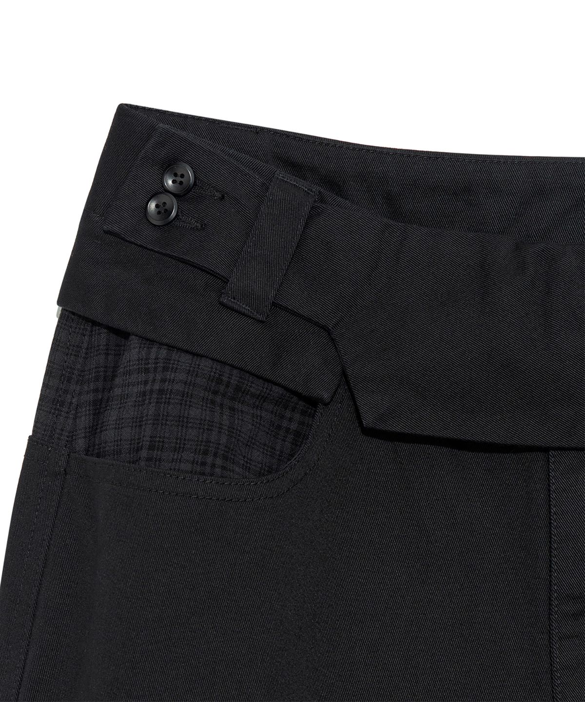 더콜디스트모먼트(THE COLDEST MOMENT) TCM belted check panel pants (black)