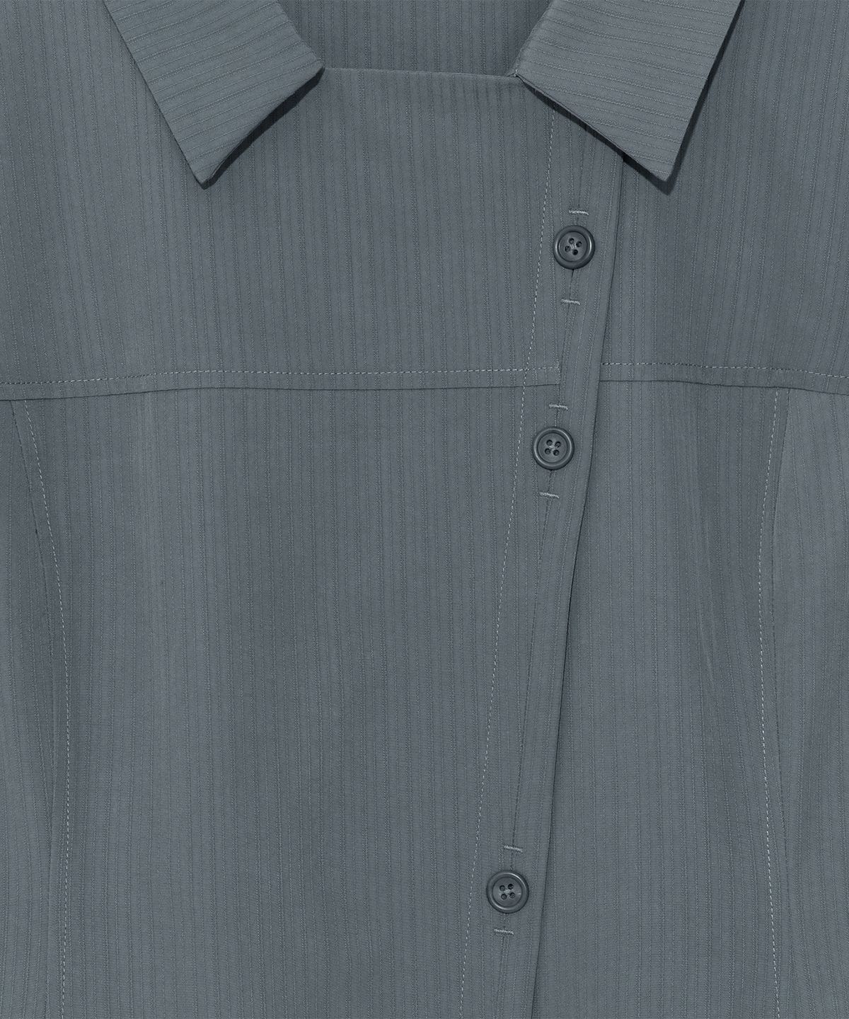 더콜디스트모먼트(THE COLDEST MOMENT) TCM 3-button stripe half shirt (dusty blue)