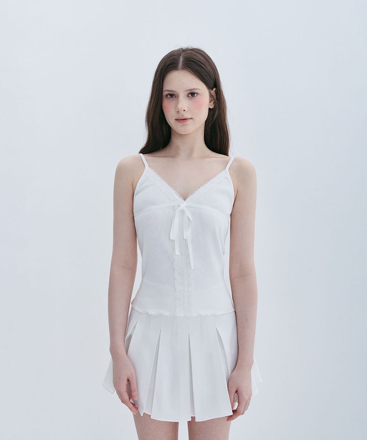 모아벨(MOABEL) LACE SILK SLEEVELESS TOP - IVORY