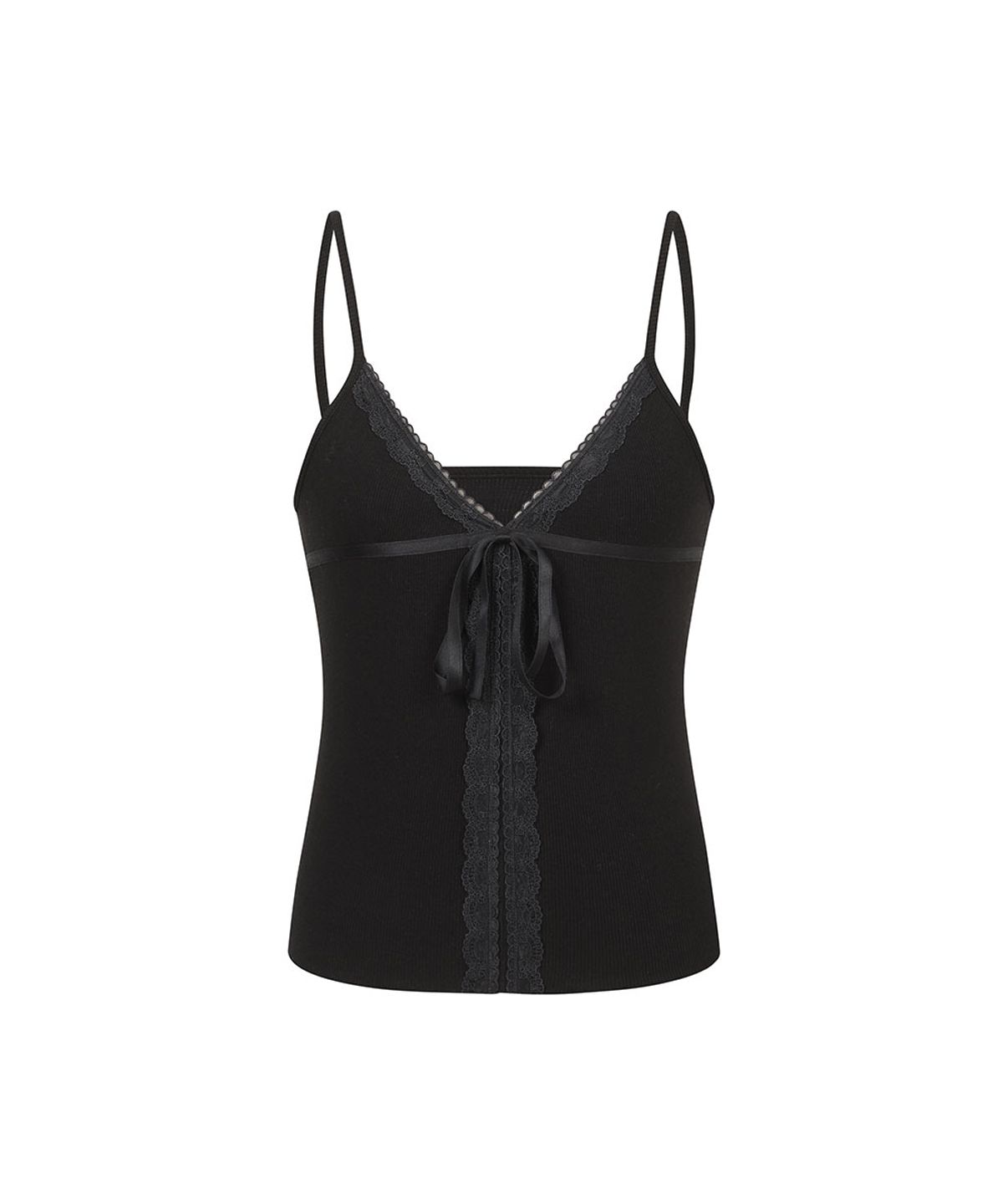 모아벨(MOABEL) LACE SILK SLEEVELESS TOP - BLACK