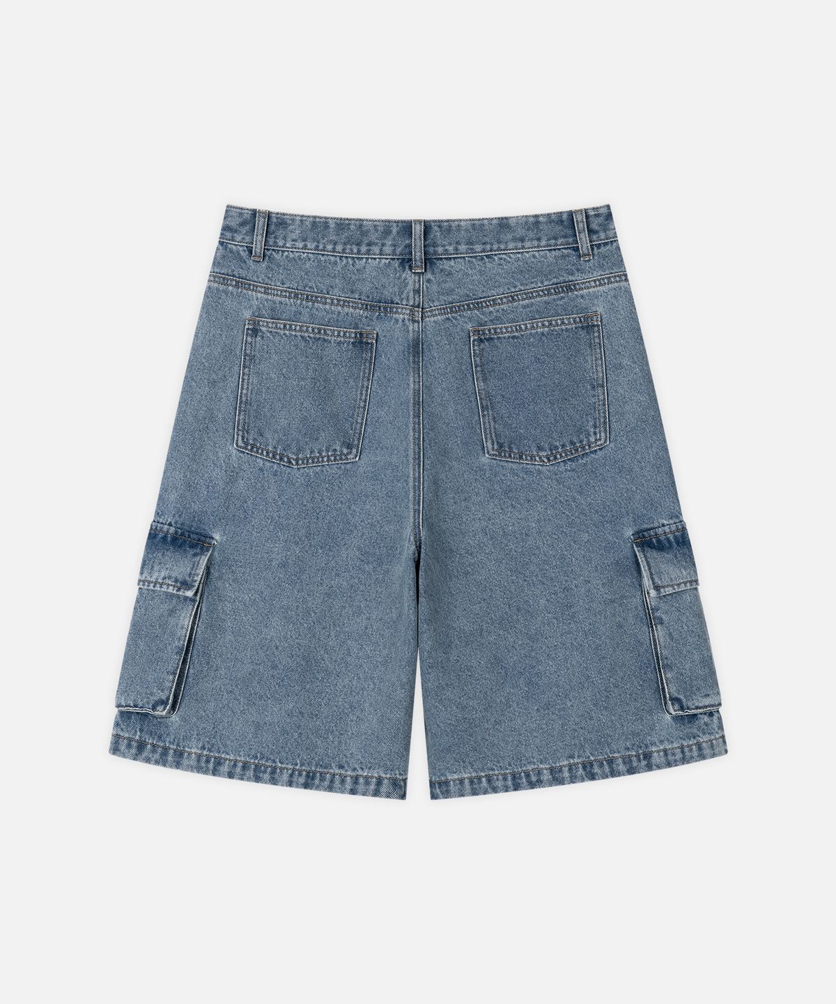 드로우핏(DRAW FIT) 커브드 라인 카고 데님 하프 팬츠 [DUSTY BLUE]