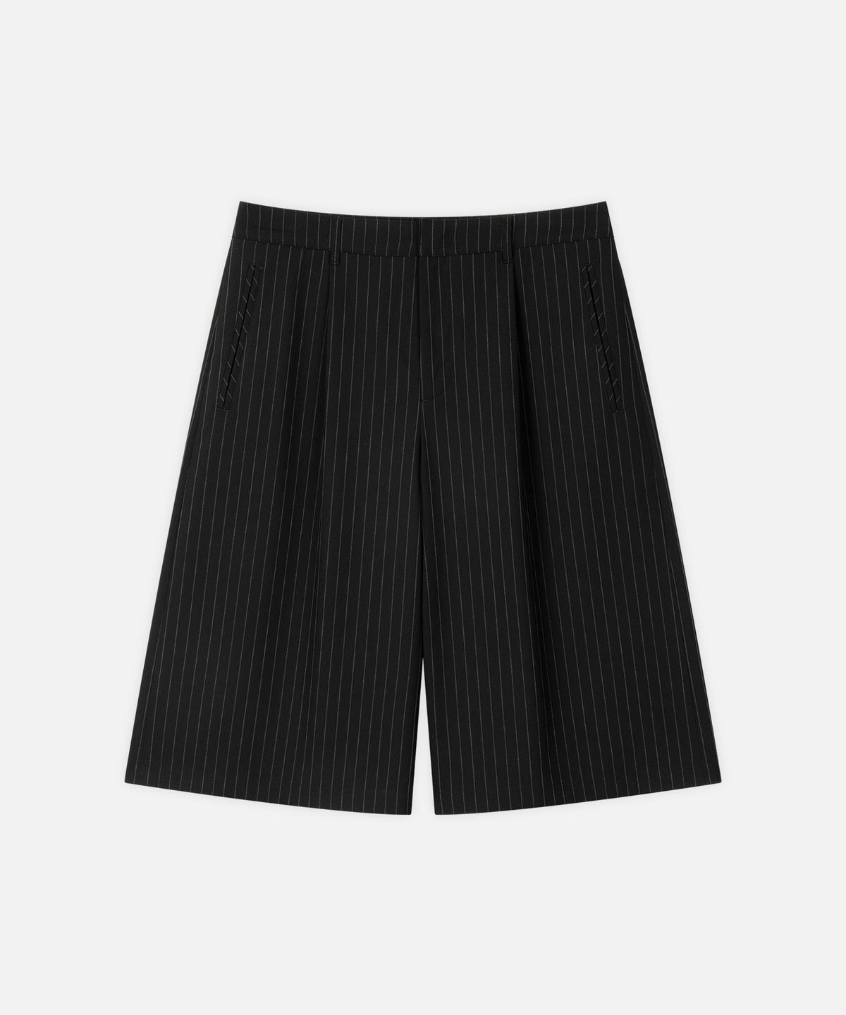 드로우핏(DRAW FIT) 핀 스트라이프 롱 버뮤다 슬랙스 [BLACK]