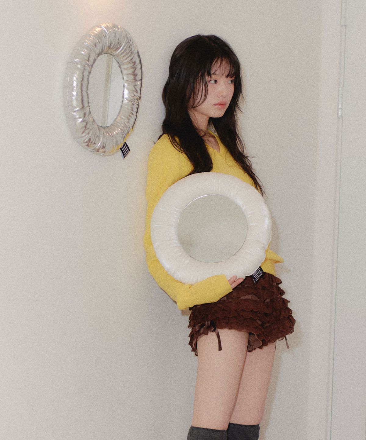 믹스앤매치(MIX&MATCH) 아카이브 오브제 원형 인테리어 하트 쿠션 거울 38*38 2종
