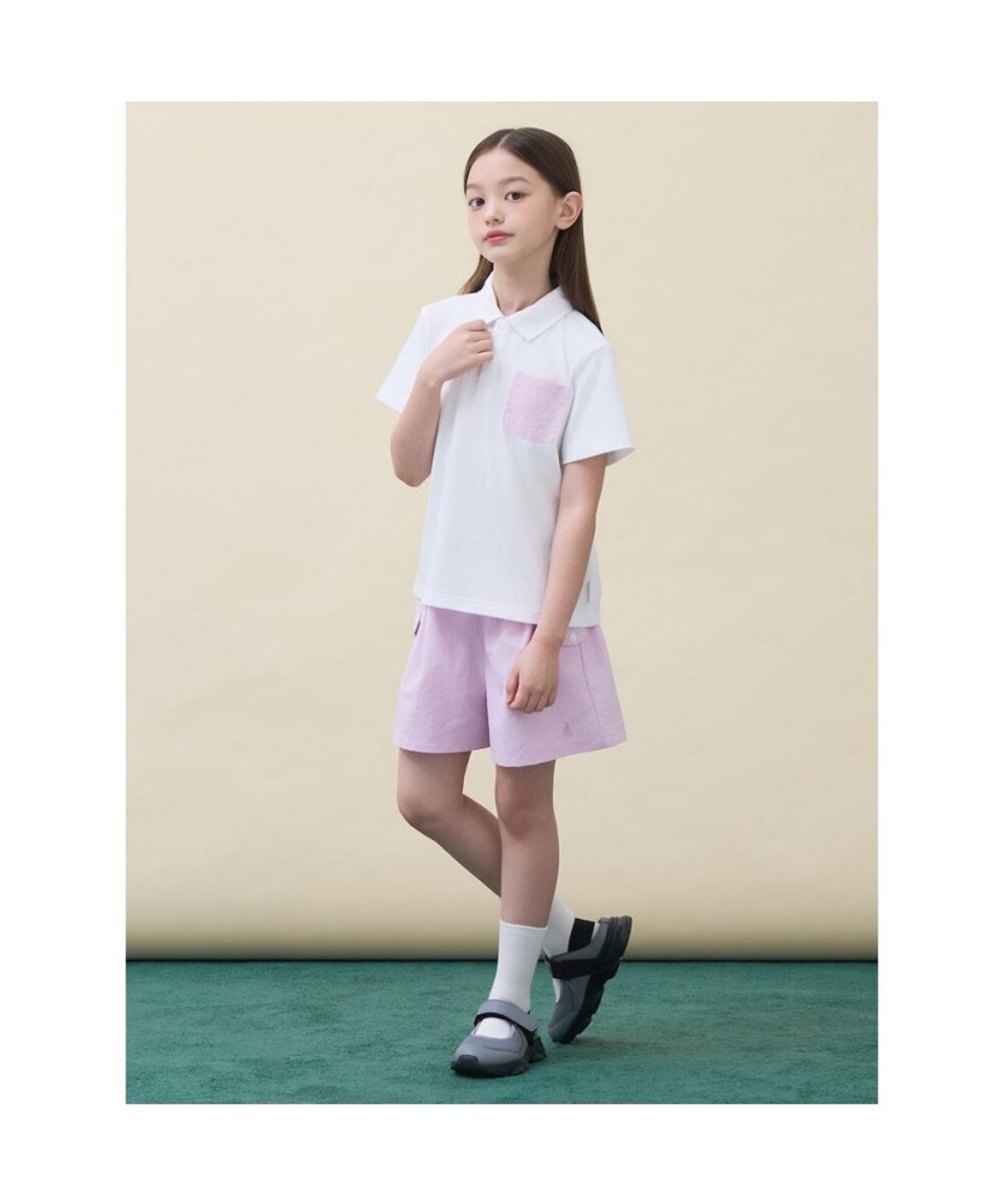빈폴 키즈(BEANPOLE KIDS) 여아 핫썸머 쿨맥스 아이스 칼라 반소매 상하 세트  라이트 핑크 (BI6442G90Y)