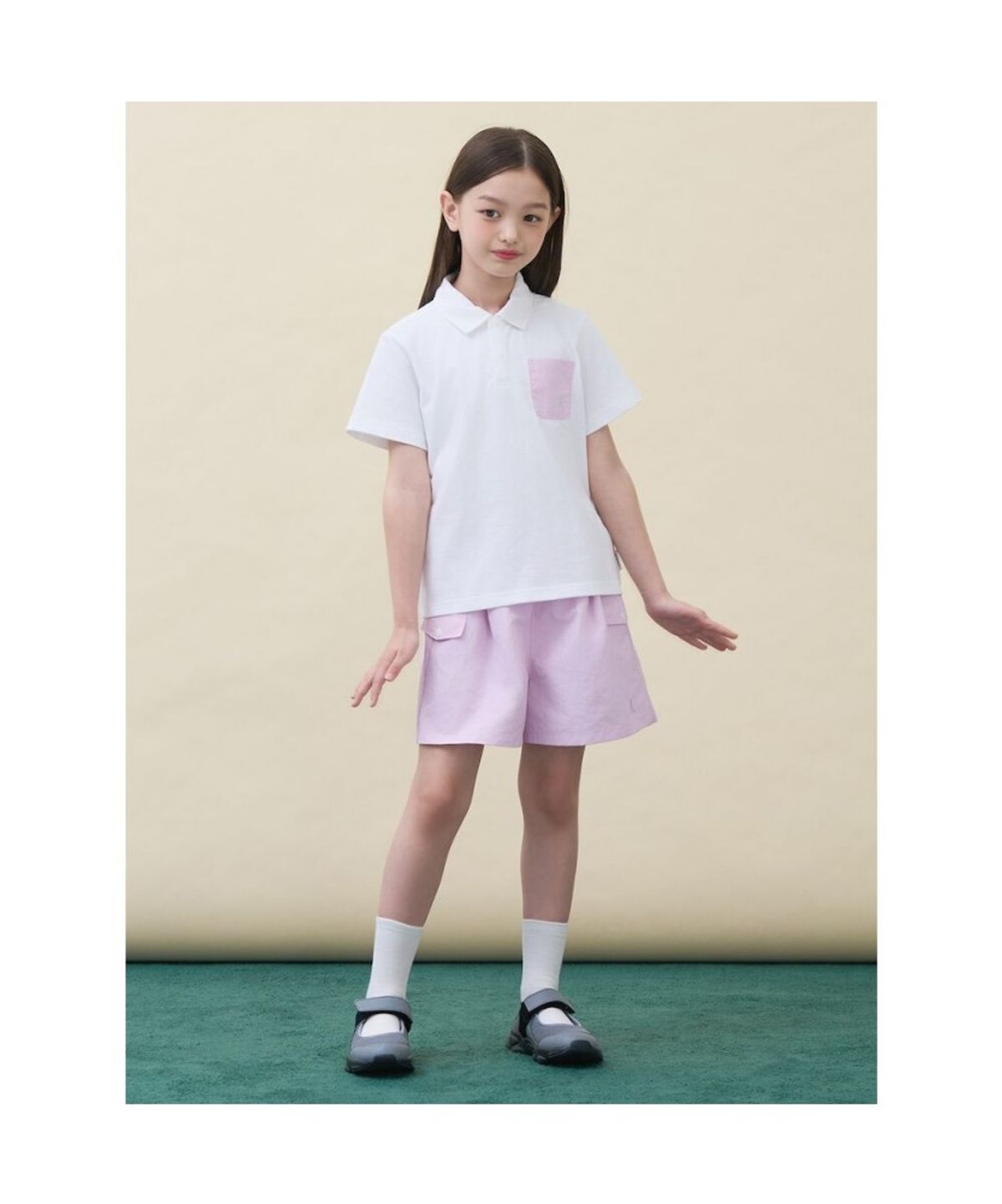 빈폴 키즈(BEANPOLE KIDS) 여아 핫썸머 쿨맥스 아이스 칼라 반소매 상하 세트  라이트 핑크 (BI6442G90Y)