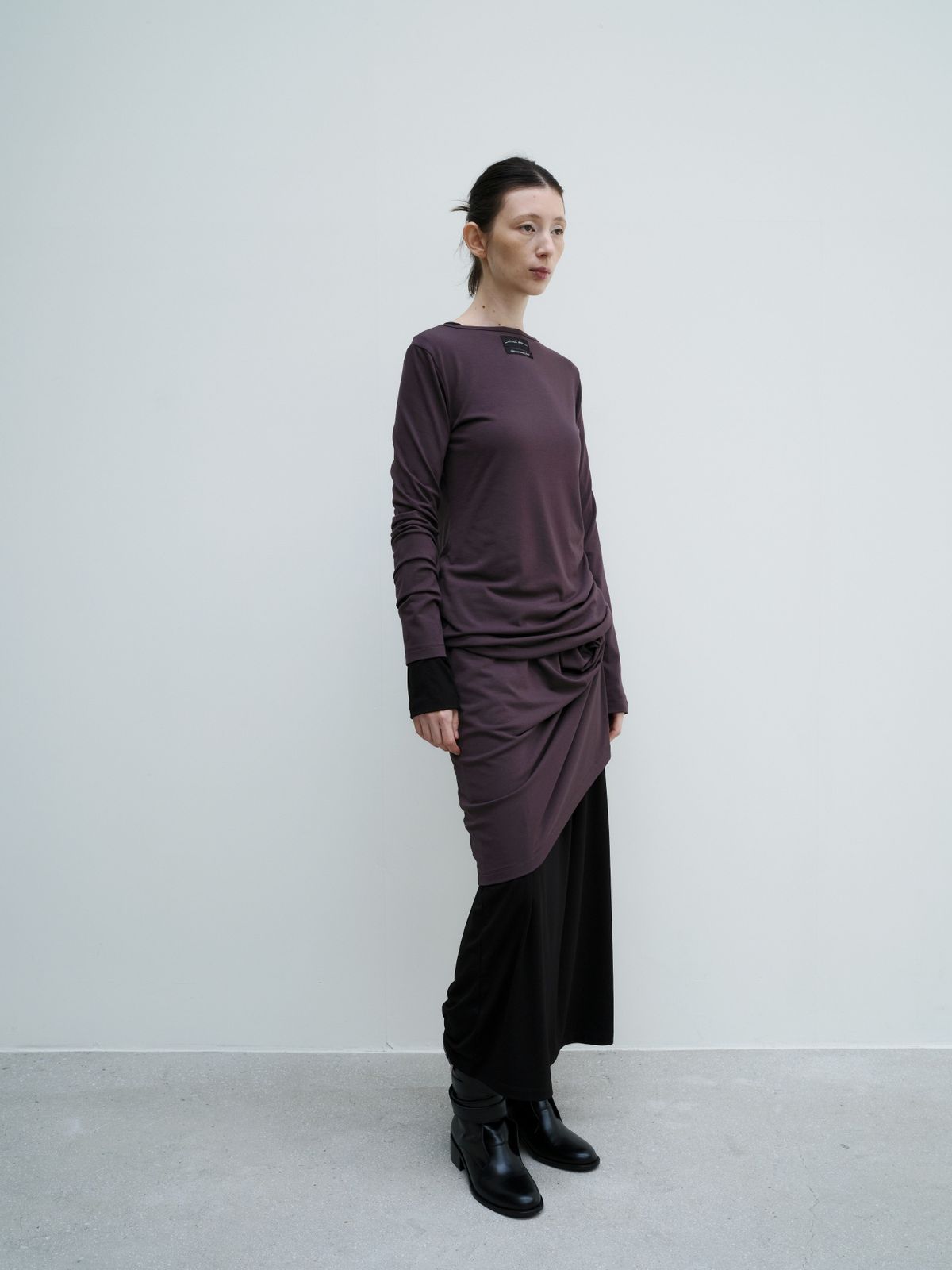 잡화룸(JABHUAROOM) MAXI TAG DRESS, (PURPLE BROWN)