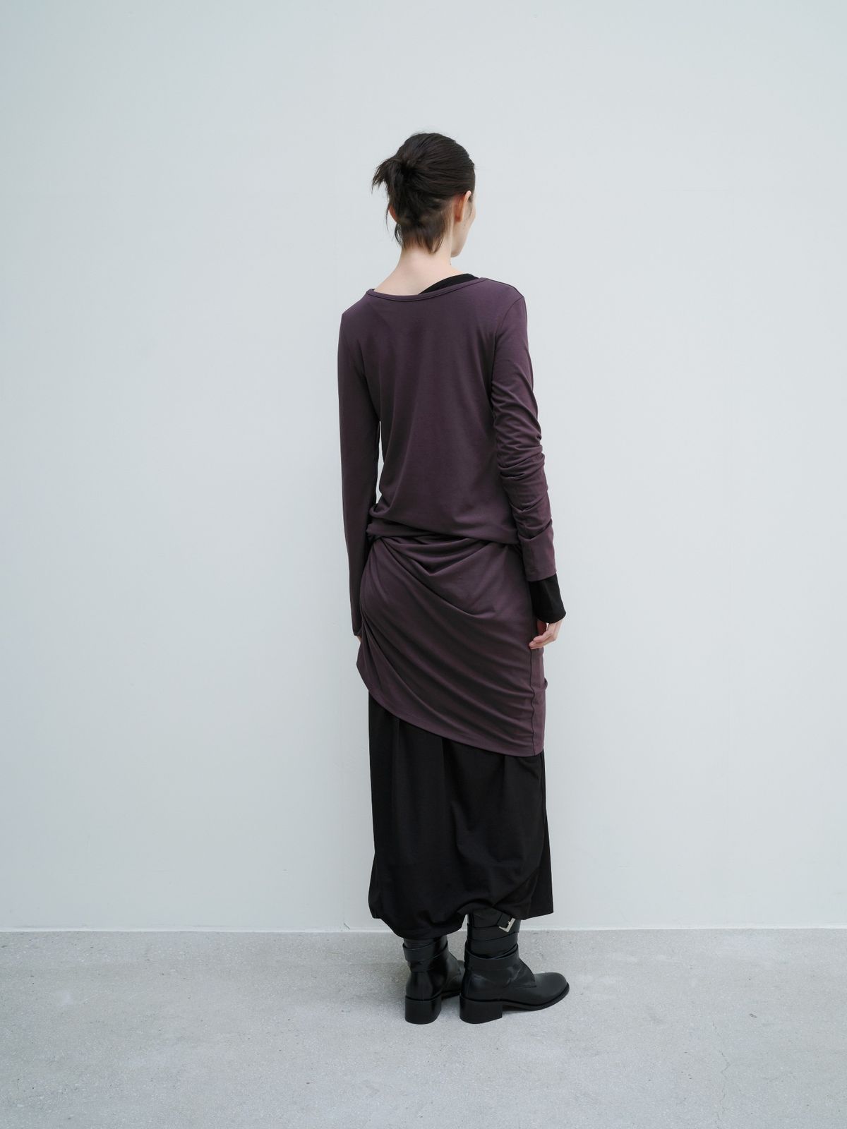 잡화룸(JABHUAROOM) MAXI TAG DRESS, (PURPLE BROWN)