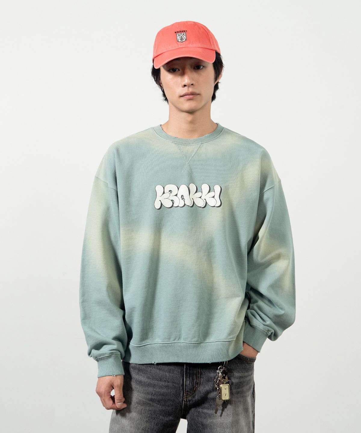 크래키(KRAKKI) [Unisex] Round Logo Sweatshirt_L/Green [KR265PUW412]