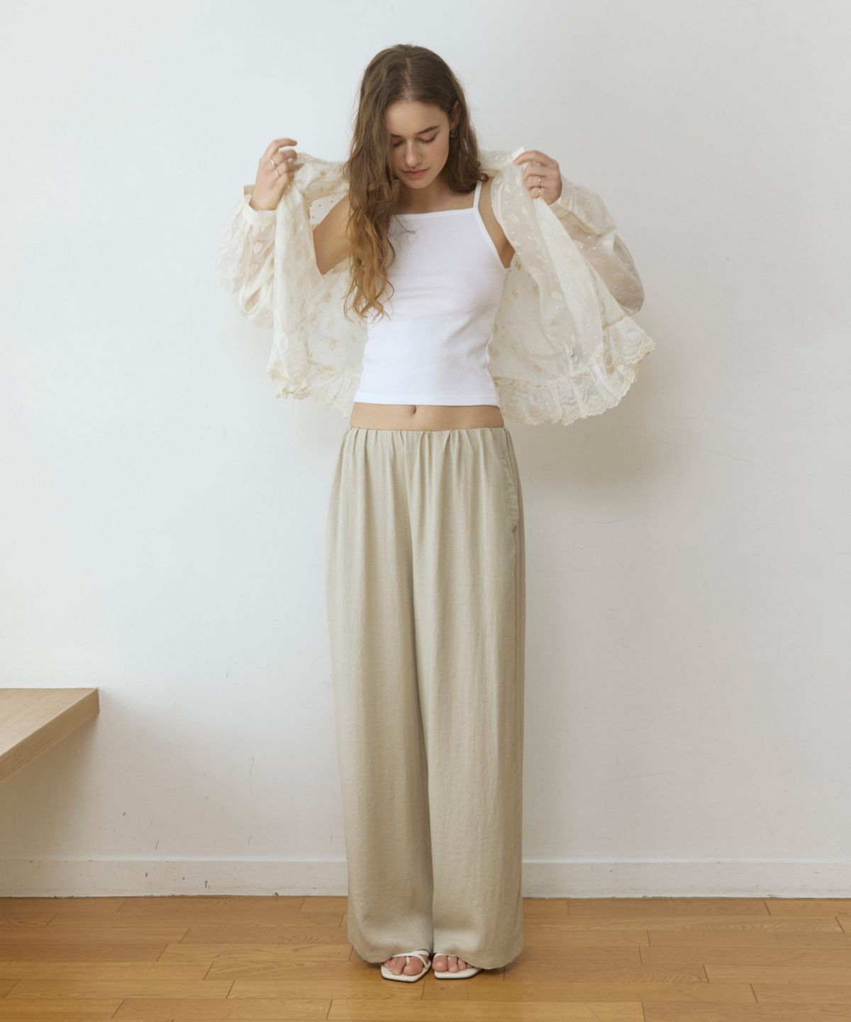 어다울(ADAUL) Linen hidden banding wide pants - natural
