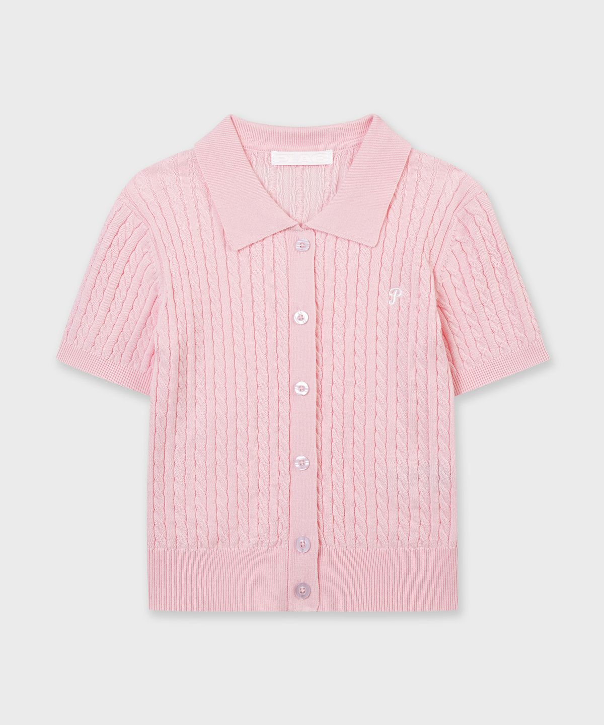 플랙 우먼(PLAC WOMEN) 케이블 카라넥 하프 슬리브 가디건  2colors