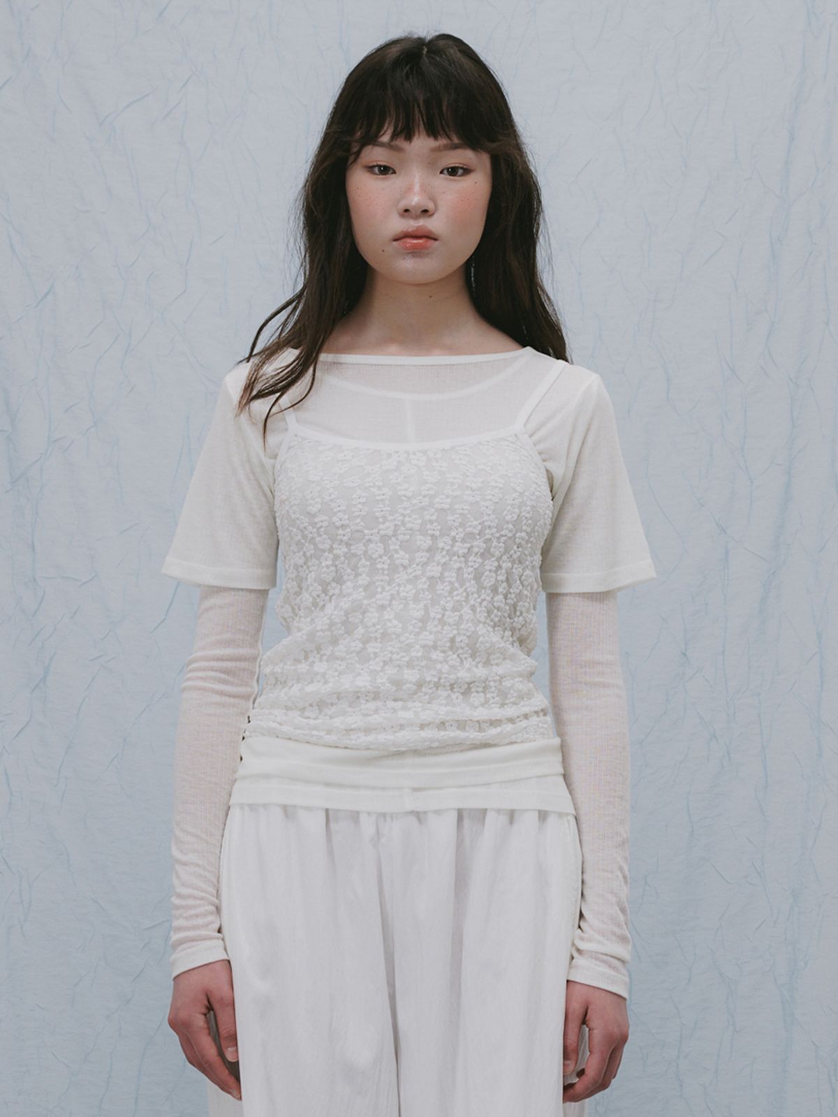 플라드주르(PLATDUJOUR) Lace sleeveless (Black)