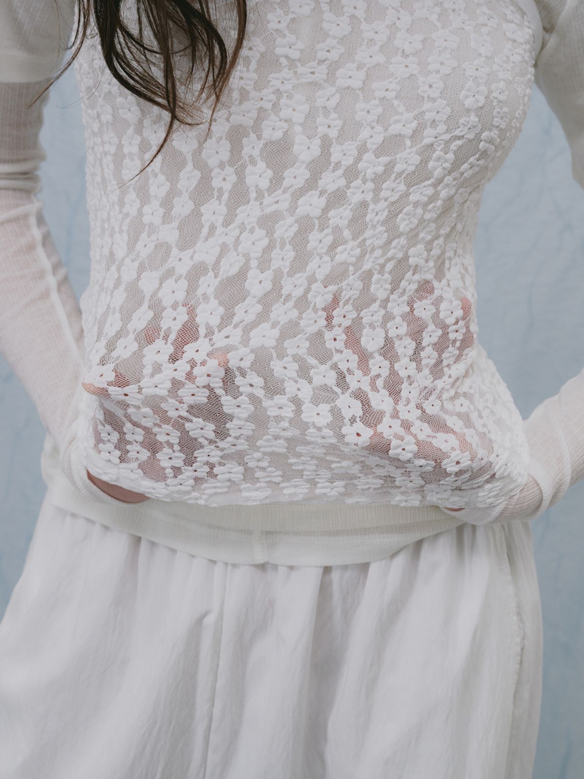 플라드주르(PLATDUJOUR) Lace sleeveless (Black)
