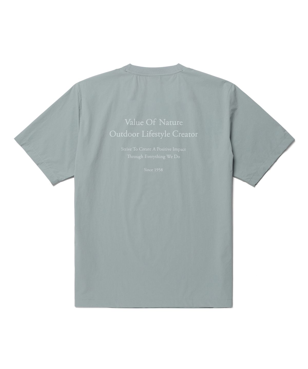 스노우피크 어패럴(SNOWPEAK APPAREL) 씬테크 레터링 반팔 티셔츠 (S26MUSTS31) Gray Mint